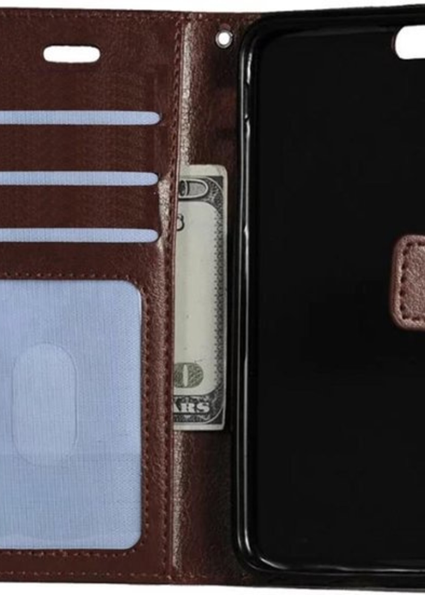 BTH Hoesje Geschikt voor iPhone 5 Hoesje Book Case Hoes Portemonnee Cover Walletcase - Hoes Geschikt voor iPhone 5 Hoes Bookcase Hoesje - Bruin