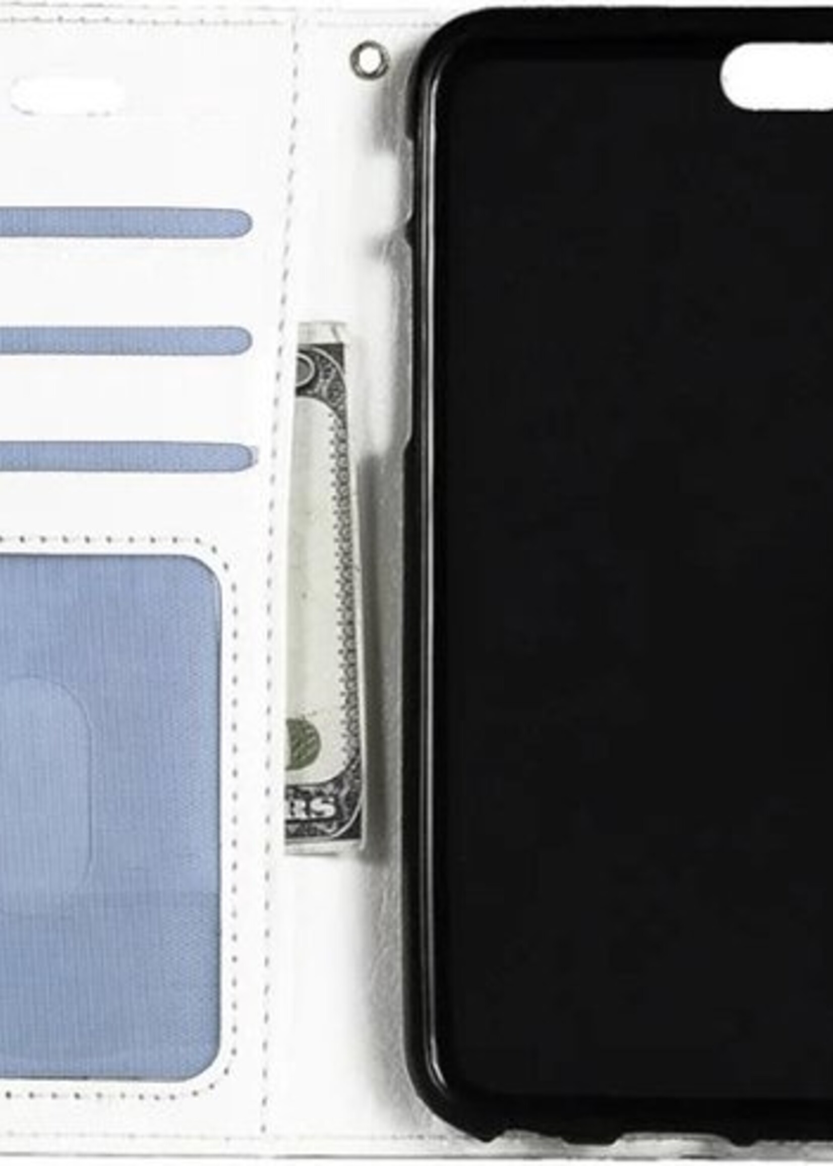 BTH Hoesje Geschikt voor iPhone 5s Hoesje Book Case Hoes Portemonnee Cover Walletcase - Hoes Geschikt voor iPhone 5s Hoes Bookcase Hoesje - Wit