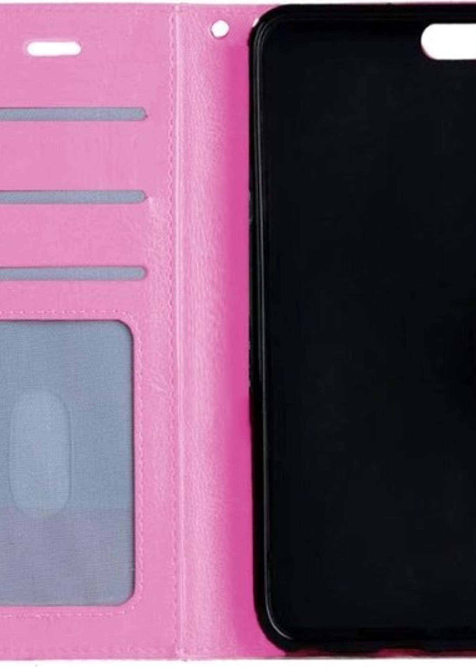 BTH Hoesje Geschikt voor iPhone 5SE Hoesje Book Case Hoes Portemonnee Cover Walletcase - Hoes Geschikt voor iPhone 5SE Hoes Bookcase Hoesje - Licht Roze