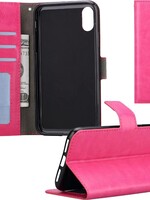 BTH BTH iPhone X/Xs Flip Case Cover Flip Hoesje Book Case Hoes Donker Roze