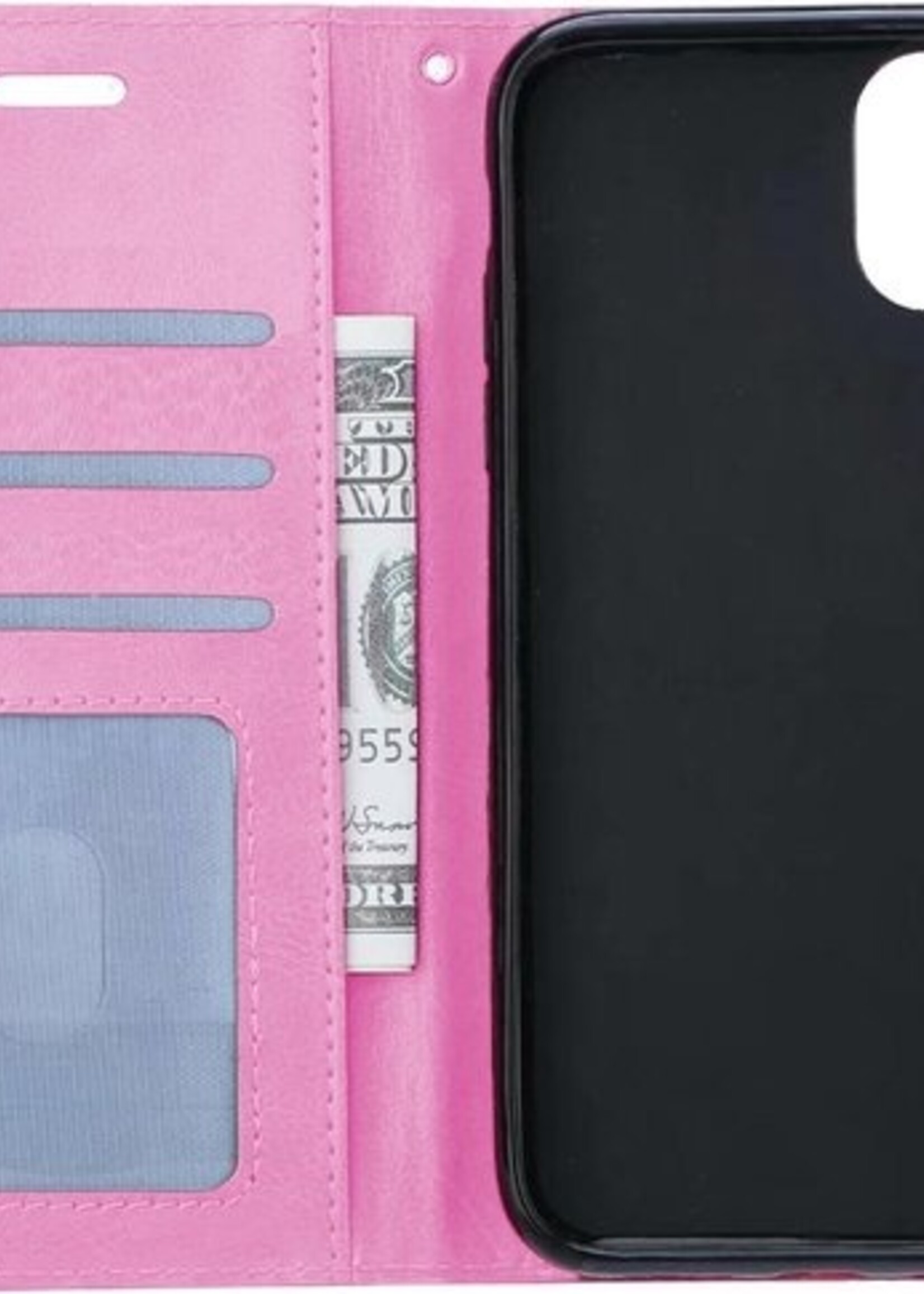 BTH Hoesje Geschikt voor iPhone 11 Pro Hoesje Book Case Hoes Portemonnee Cover Walletcase - Hoes Geschikt voor iPhone 11 Pro Hoes Bookcase Hoesje - Roze