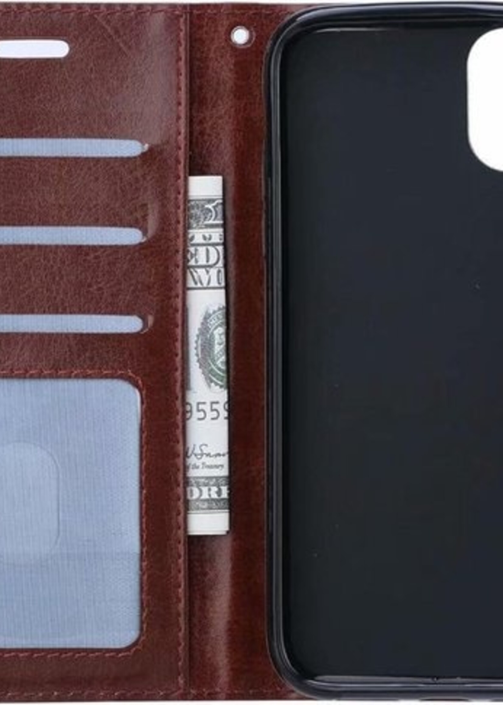 BTH Hoesje Geschikt voor iPhone 11 Pro Hoesje Book Case Hoes Portemonnee Cover Walletcase - Hoes Geschikt voor iPhone 11 Pro Hoes Bookcase Hoesje - Bruin