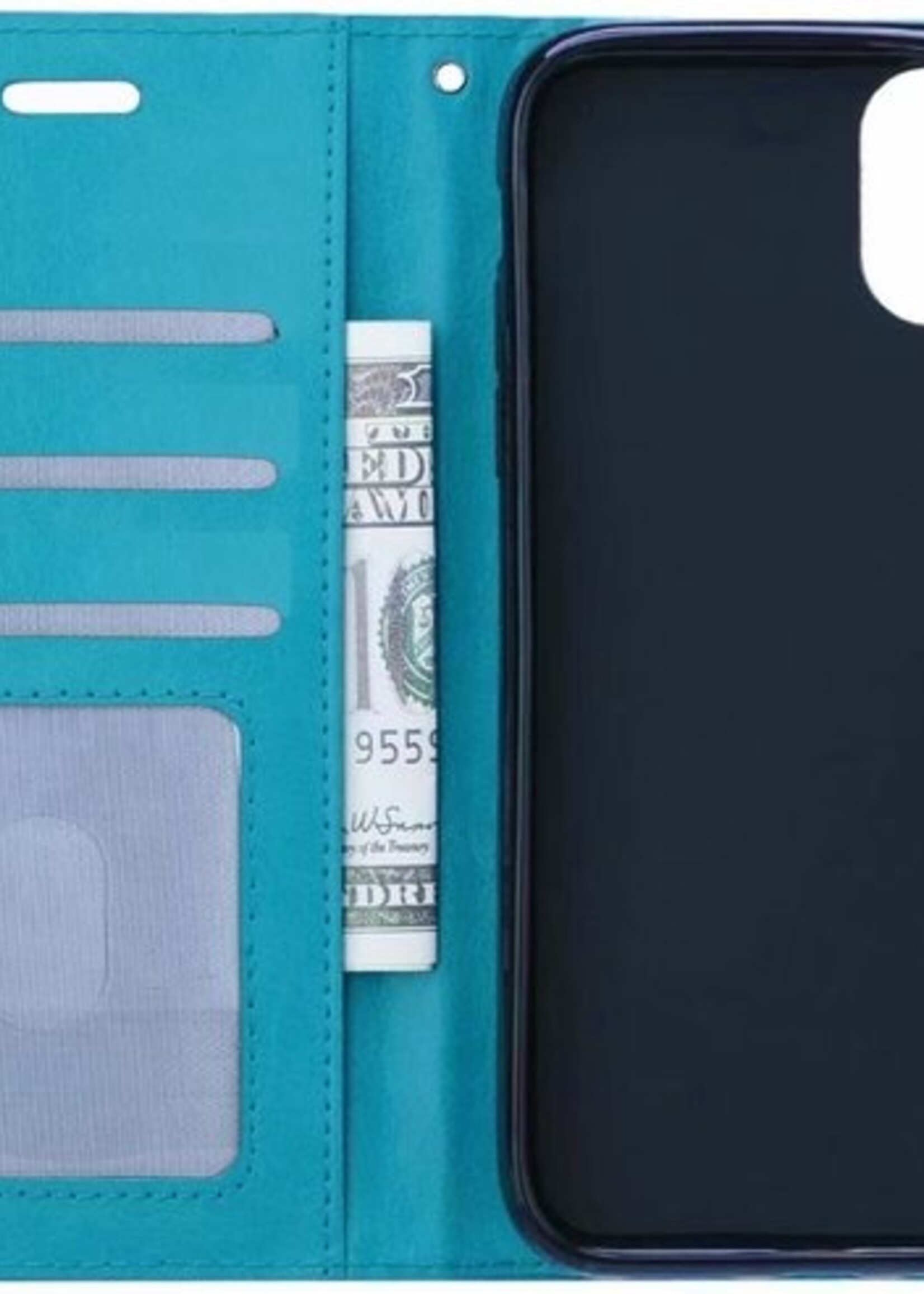 BTH Hoesje Geschikt voor iPhone 11 Pro Hoesje Book Case Hoes Portemonnee Cover Walletcase - Hoes Geschikt voor iPhone 11 Pro Hoes Bookcase Hoesje - Turquoise