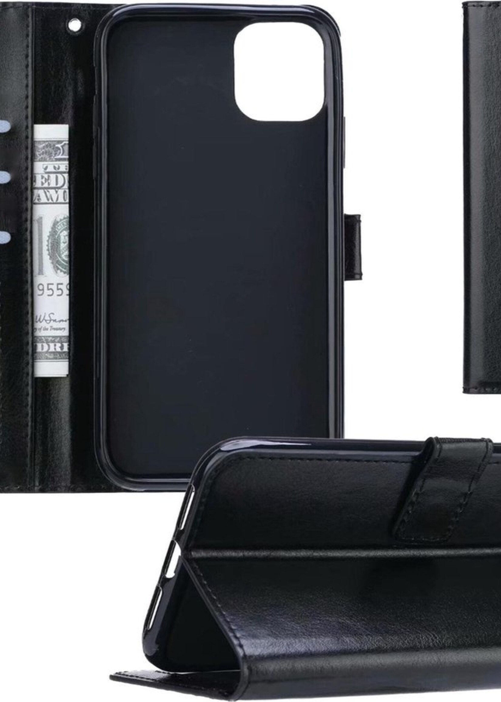 BTH Hoesje Geschikt voor iPhone 11 Pro Max Hoesje Book Case Hoes Portemonnee Cover Walletcase - Hoes Geschikt voor iPhone 11 Pro Max Hoes Bookcase Hoesje - Zwart