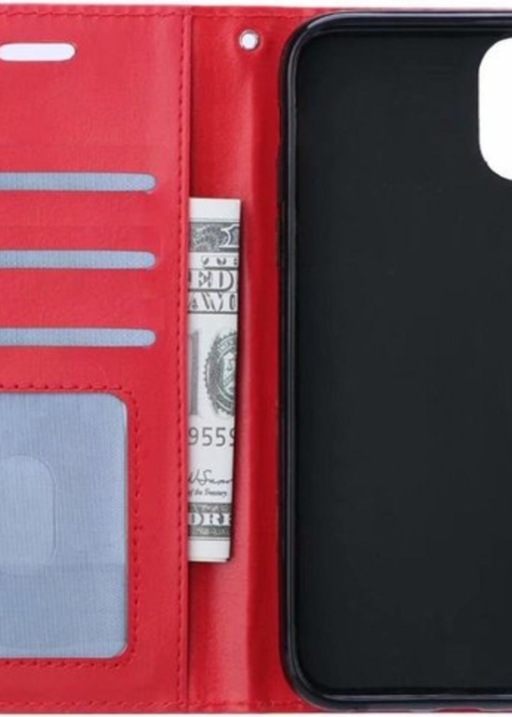 BTH Hoesje Geschikt voor iPhone 11 Pro Max Hoesje Book Case Hoes Portemonnee Cover Walletcase - Hoes Geschikt voor iPhone 11 Pro Max Hoes Bookcase Hoesje - Rood