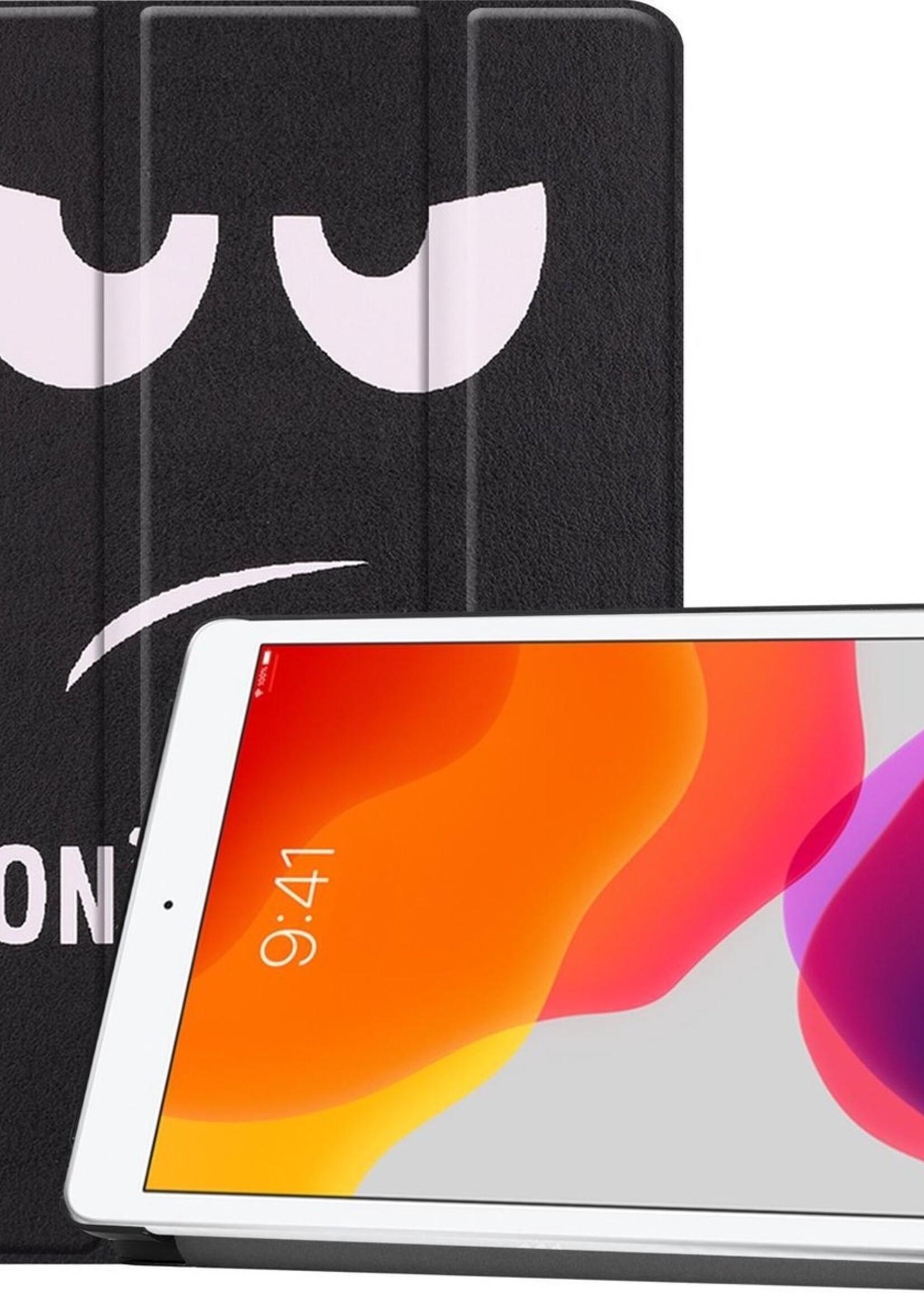 BTH Hoes Geschikt voor iPad 10.2 2019 Hoes Book Case Hoesje Trifold Cover - Hoesje Geschikt voor iPad 7 Hoesje Bookcase - Don't Touch Me