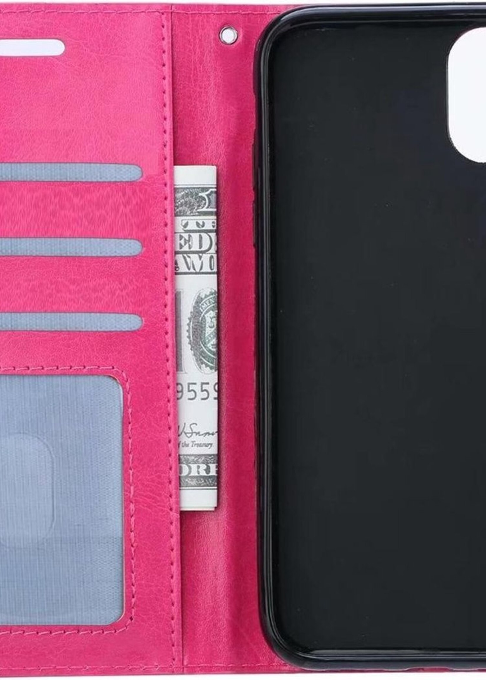 BTH Hoesje Geschikt voor iPhone 11 Pro Hoesje Book Case Hoes Portemonnee Cover Walletcase - Hoes Geschikt voor iPhone 11 Pro Hoes Bookcase Hoesje - Roze