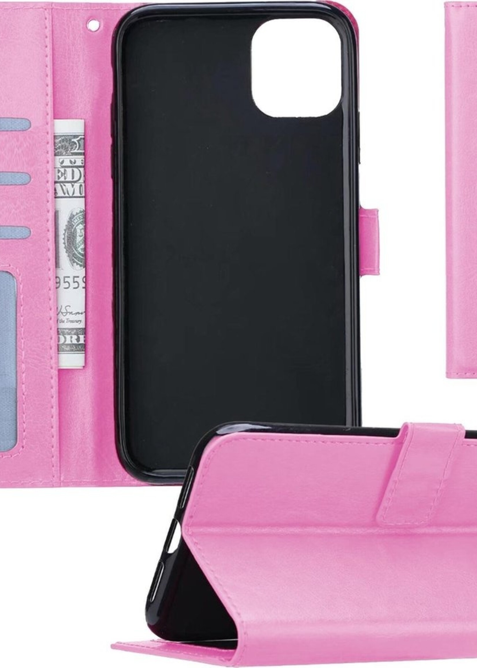 BTH Hoesje Geschikt voor iPhone 11 Pro Hoesje Book Case Hoes Portemonnee Cover Walletcase - Hoes Geschikt voor iPhone 11 Pro Hoes Bookcase Hoesje - Roze