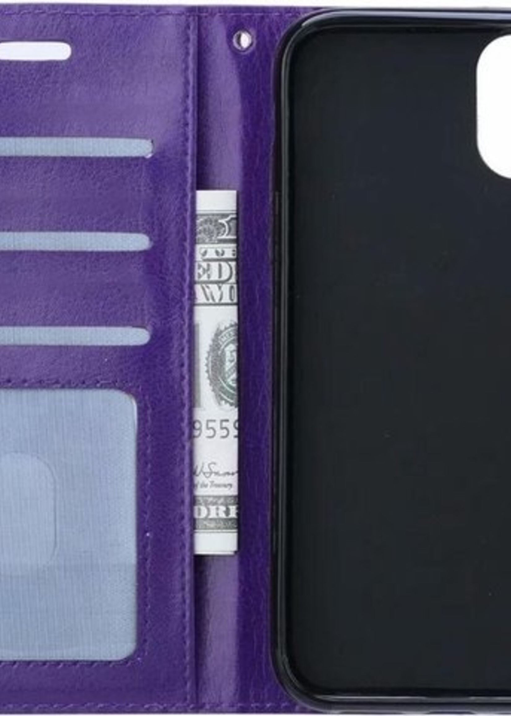 BTH Hoesje Geschikt voor iPhone 11 Pro Hoesje Book Case Hoes Portemonnee Cover Walletcase - Hoes Geschikt voor iPhone 11 Pro Hoes Bookcase Hoesje - Paars