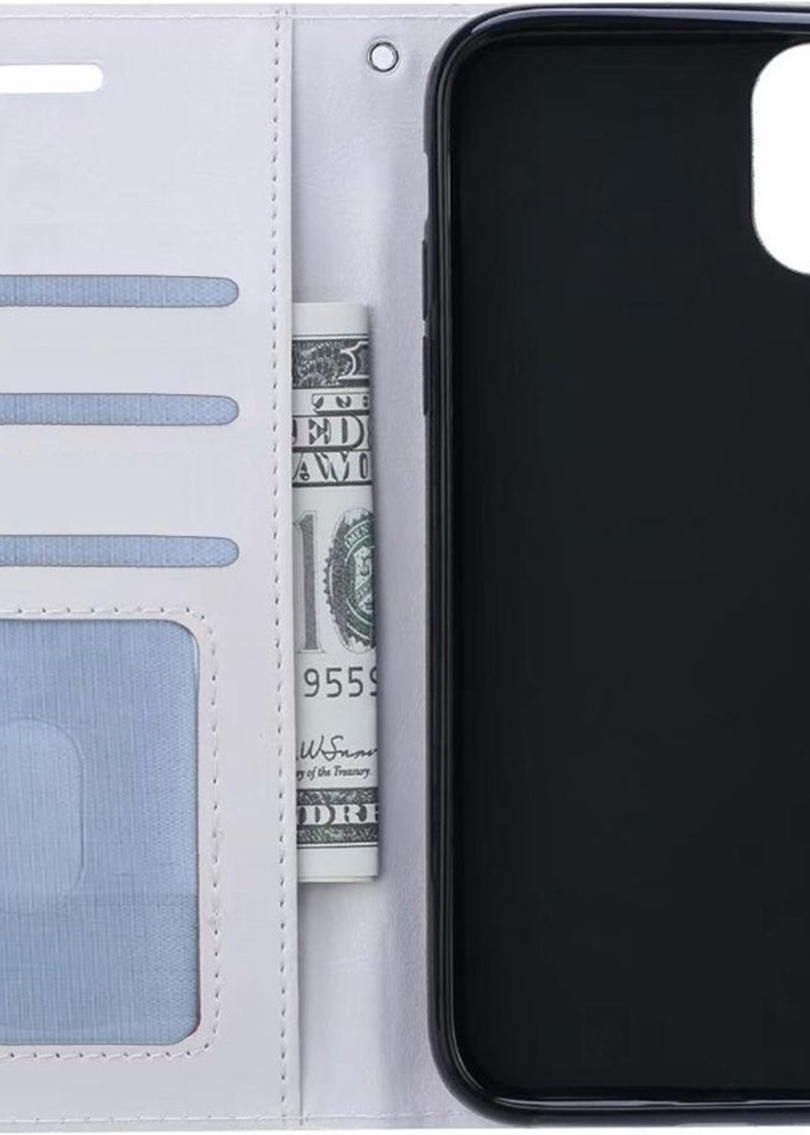 BTH Hoesje Geschikt voor iPhone 11 Pro Max Hoesje Book Case Hoes Portemonnee Cover Walletcase - Hoes Geschikt voor iPhone 11 Pro Max Hoes Bookcase Hoesje - Wit