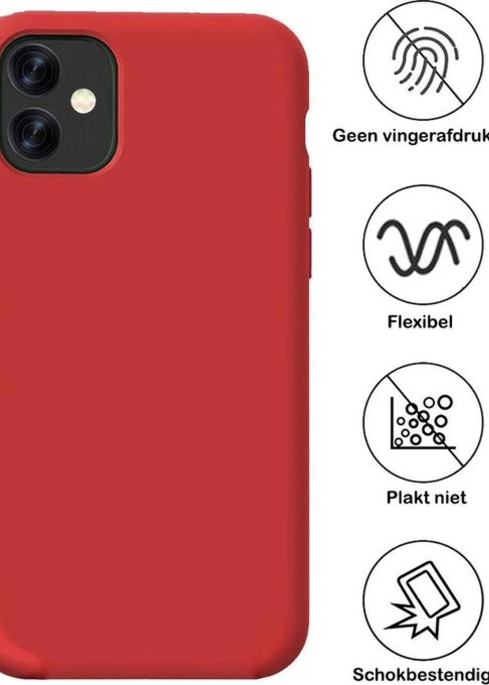 BTH Hoesje Geschikt voor iPhone 11 Hoesje Siliconen Case Hoes - Hoes Geschikt voor iPhone 11 Hoes Cover Case - Rood