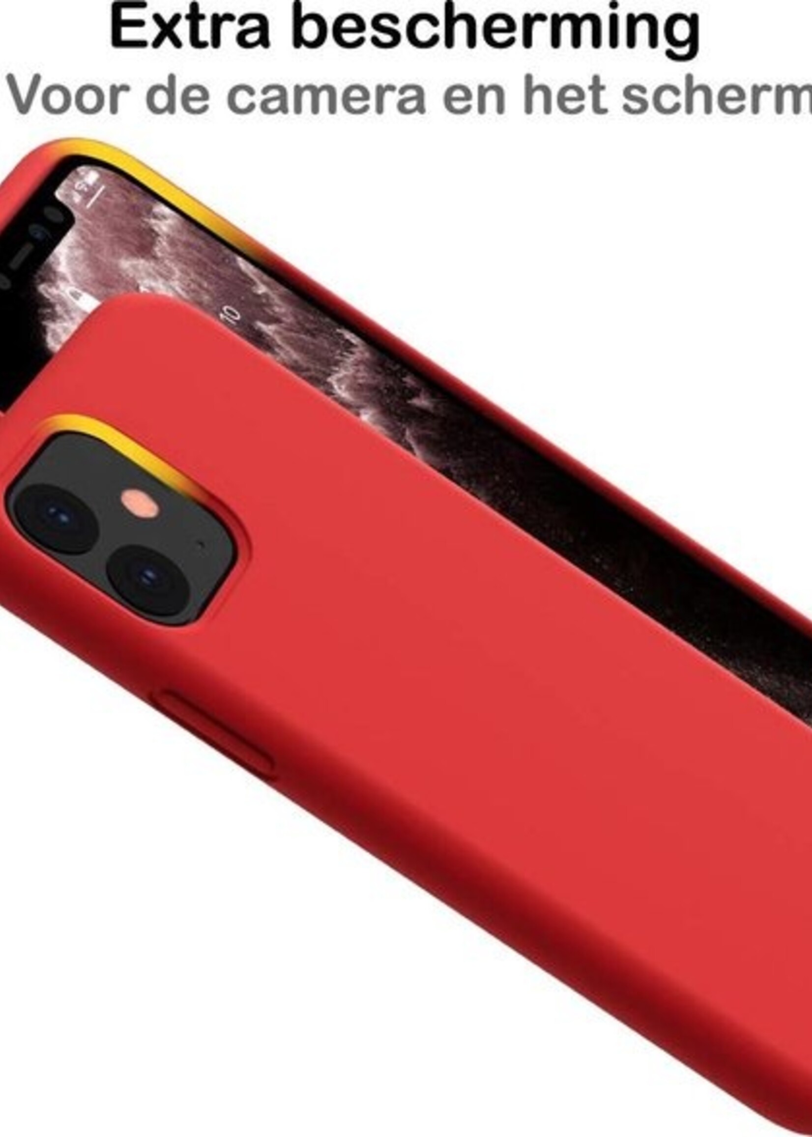 BTH Hoesje Geschikt voor iPhone 11 Hoesje Siliconen Case Hoes - Hoes Geschikt voor iPhone 11 Hoes Cover Case - Rood