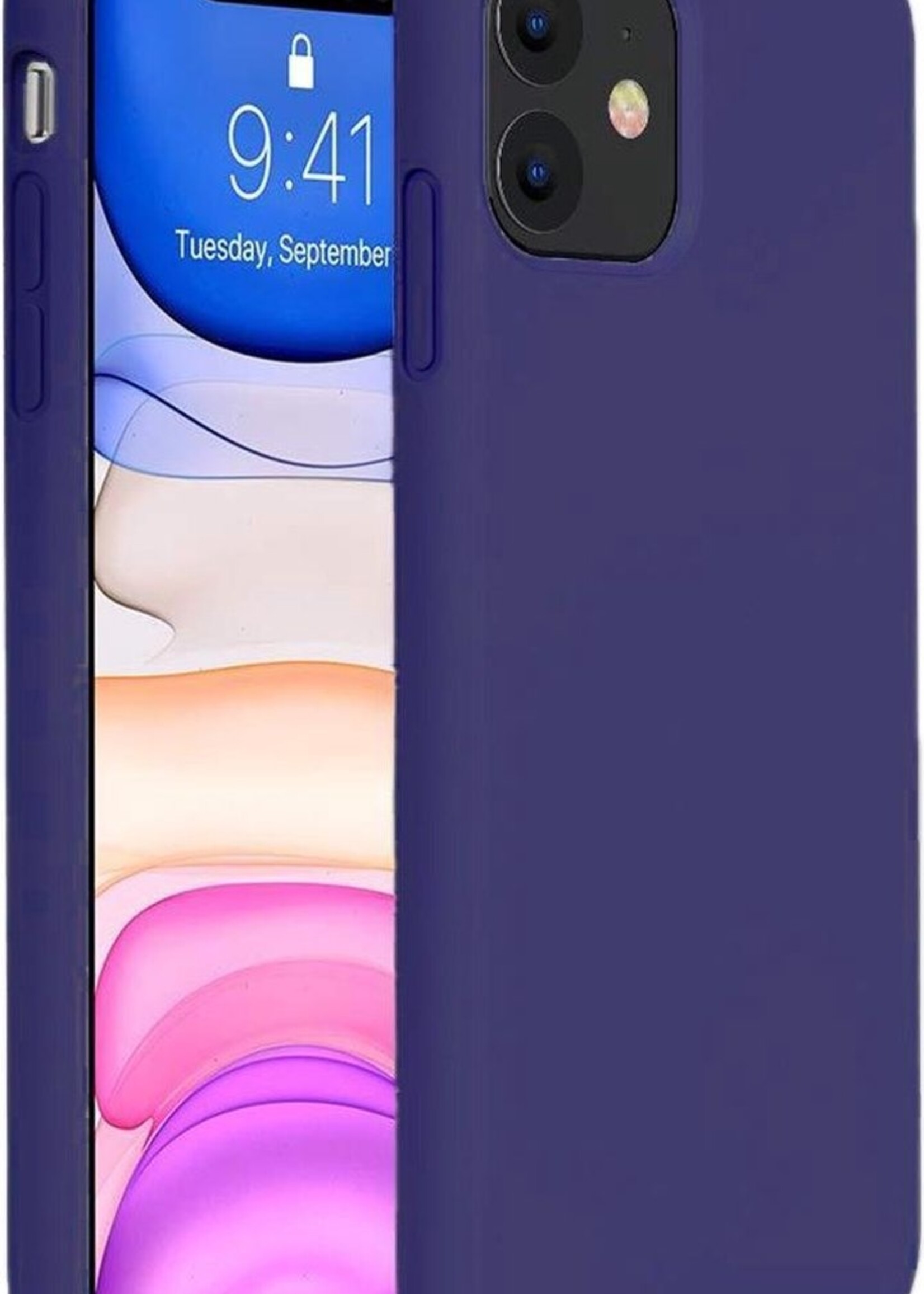 BTH Hoesje Geschikt voor iPhone 11 Hoesje Siliconen Case Hoes - Hoes Geschikt voor iPhone 11 Hoes Cover Case - Blauw
