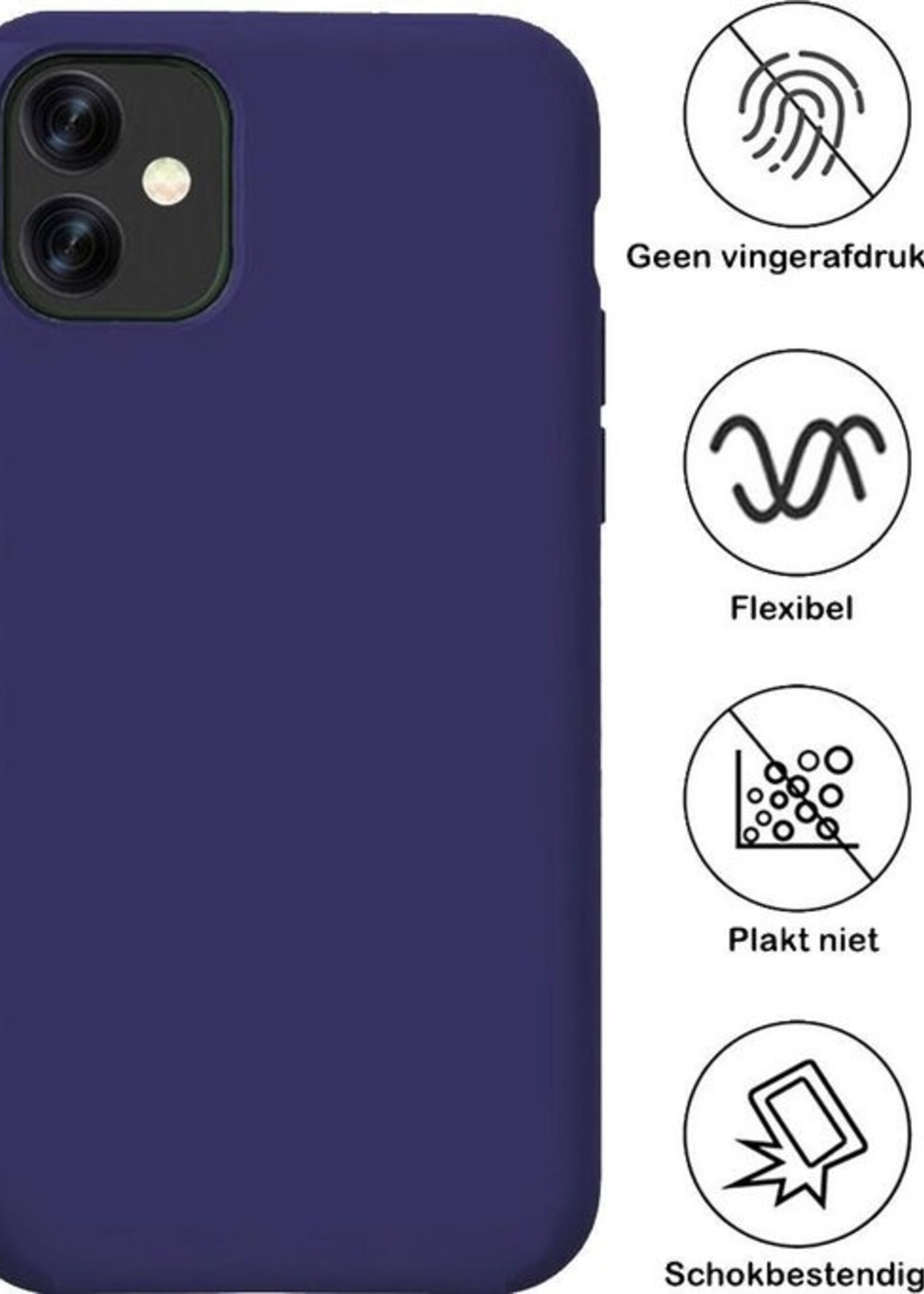 BTH Hoesje Geschikt voor iPhone 11 Hoesje Siliconen Case Hoes - Hoes Geschikt voor iPhone 11 Hoes Cover Case - Blauw