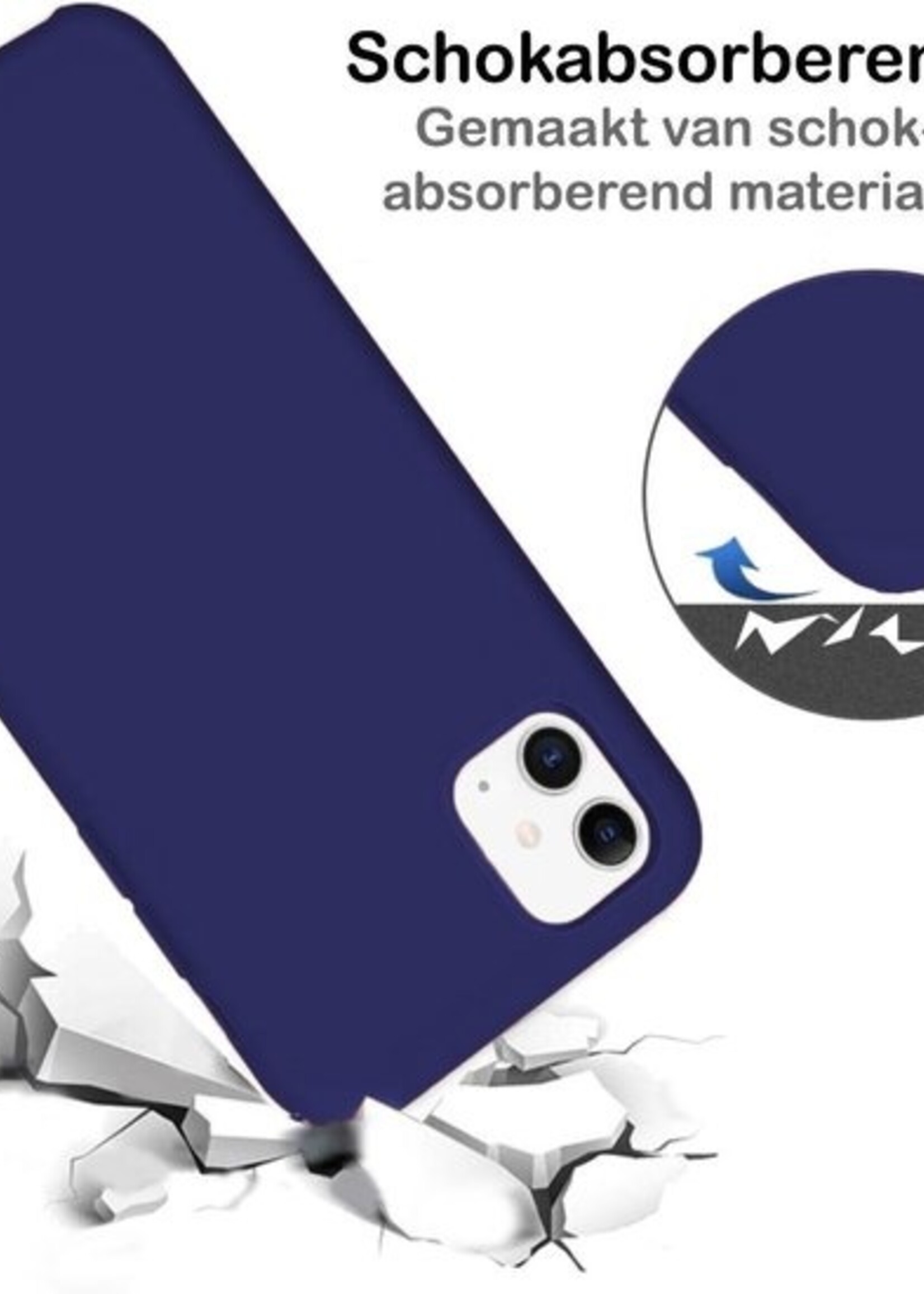 BTH Hoesje Geschikt voor iPhone 11 Hoesje Siliconen Case Hoes - Hoes Geschikt voor iPhone 11 Hoes Cover Case - Blauw