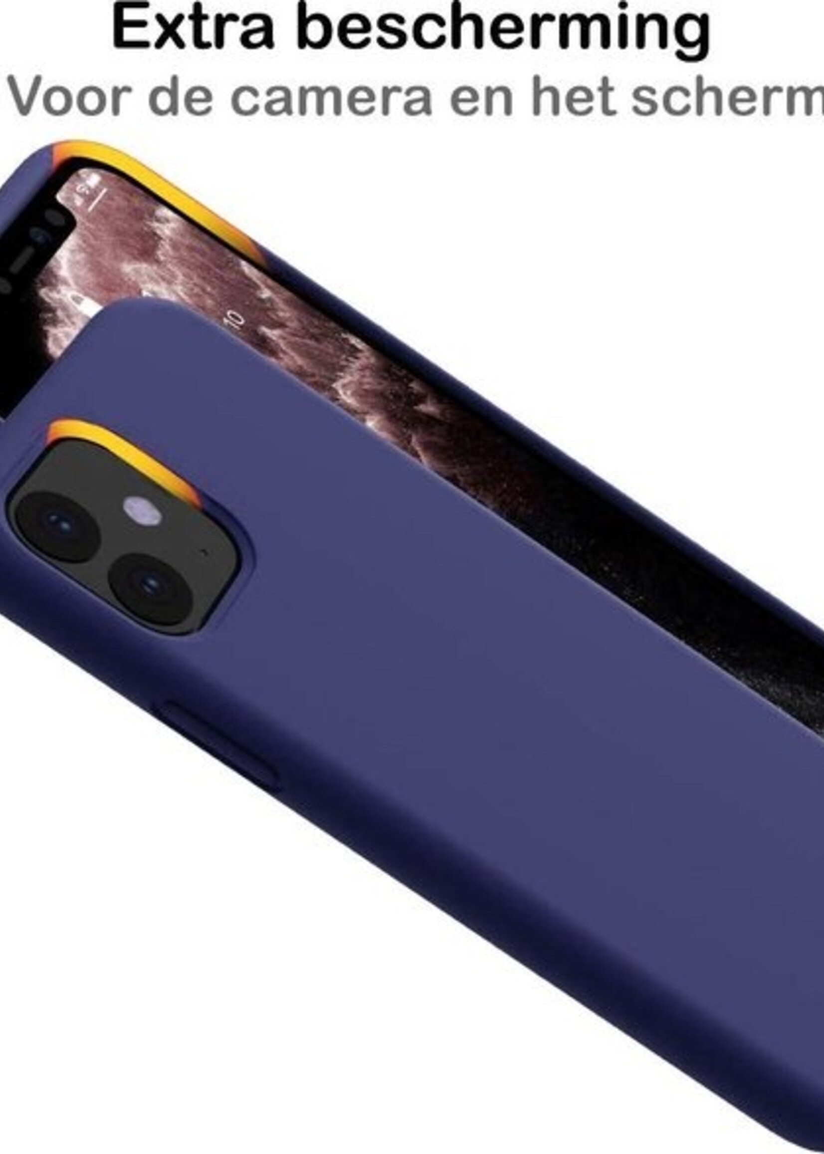 BTH Hoesje Geschikt voor iPhone 11 Hoesje Siliconen Case Hoes - Hoes Geschikt voor iPhone 11 Hoes Cover Case - Blauw