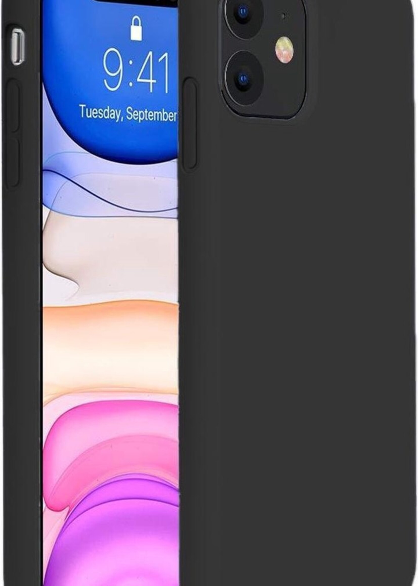 BTH Hoesje Geschikt voor iPhone 11 Hoesje Siliconen Case Hoes - Hoes Geschikt voor iPhone 11 Hoes Cover Case - Zwart