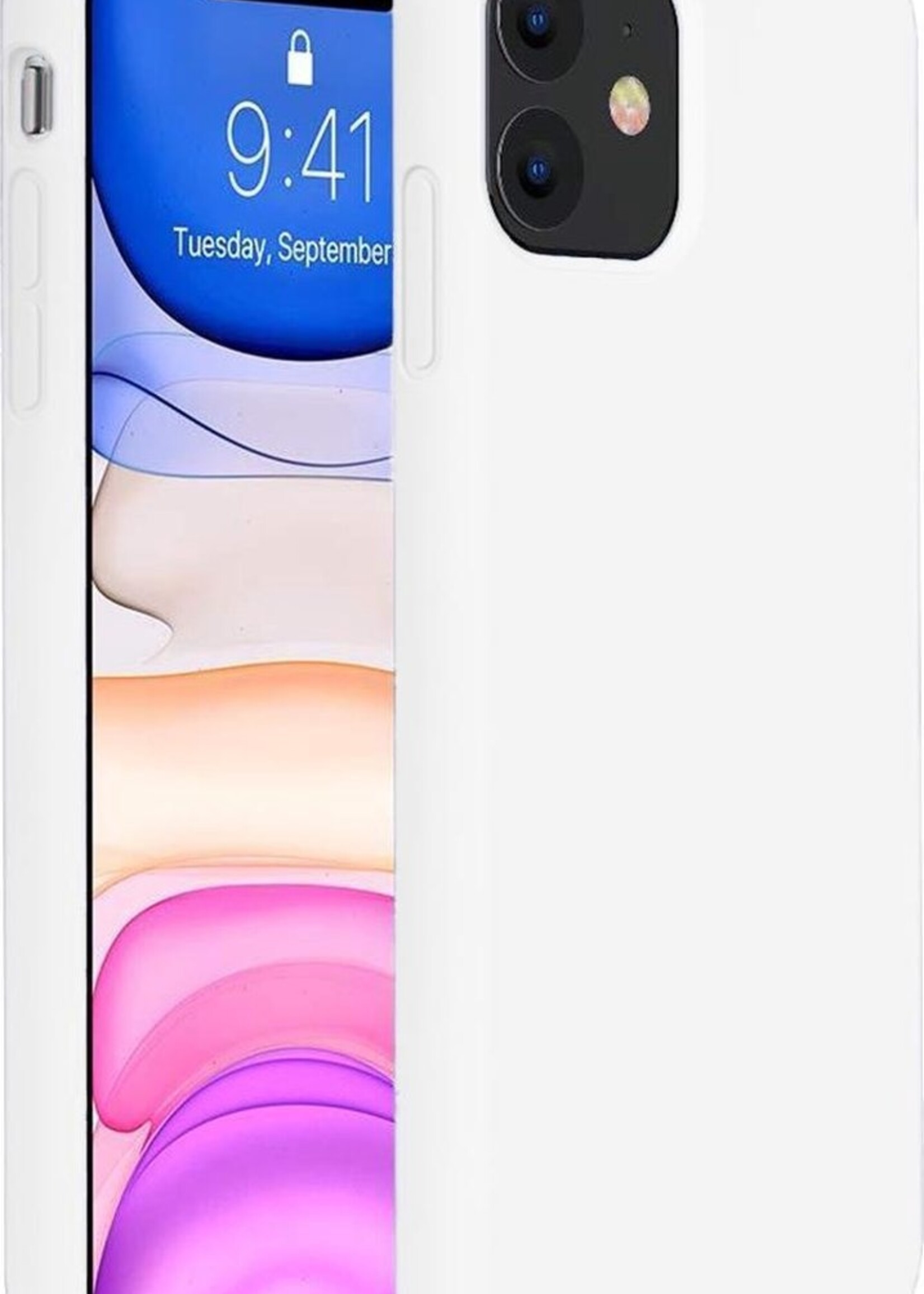 BTH Hoesje Geschikt voor iPhone 11 Hoesje Siliconen Case Hoes - Hoes Geschikt voor iPhone 11 Hoes Cover Case - Wit
