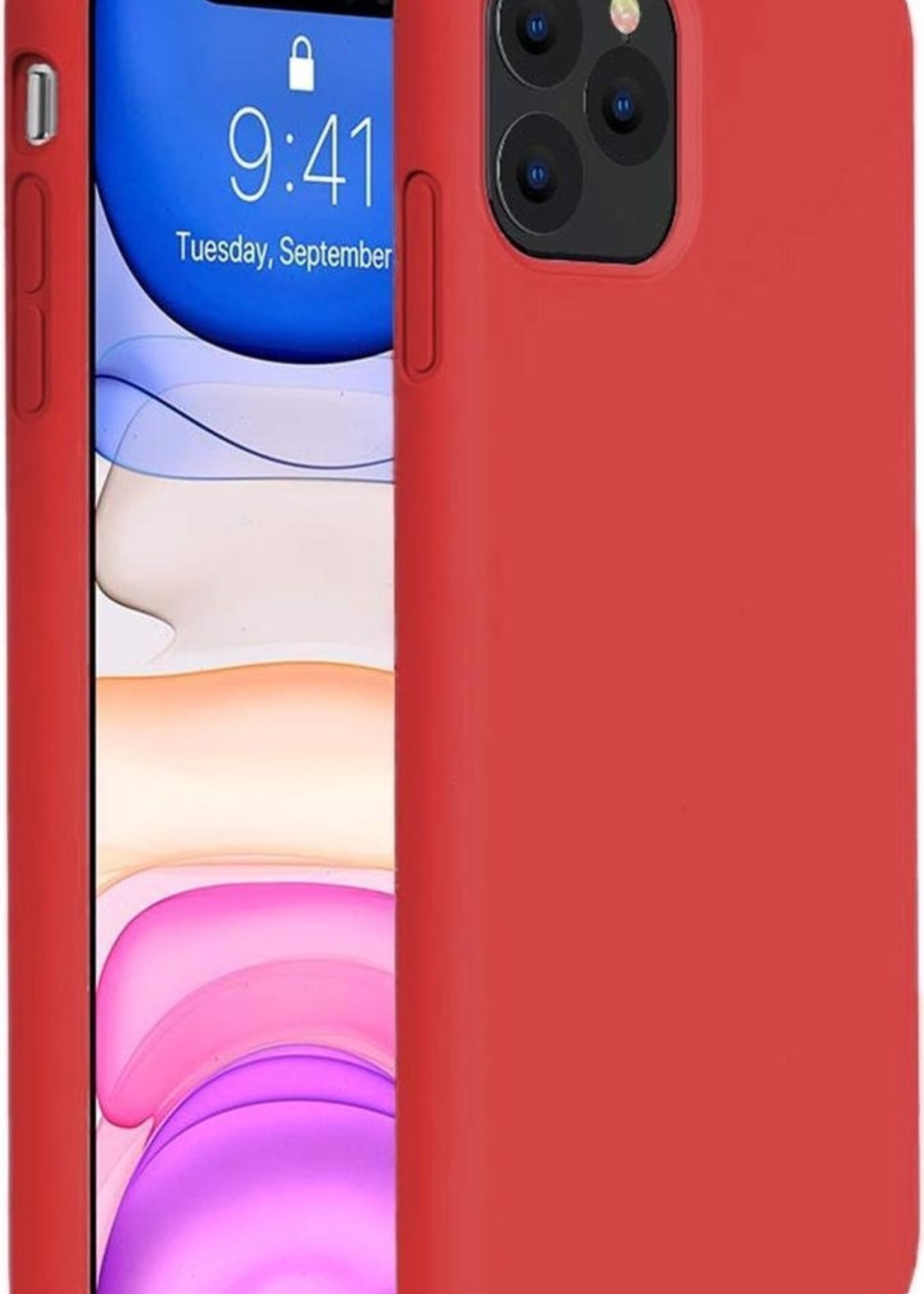 BTH Hoesje Geschikt voor iPhone 11 Pro Hoesje Siliconen Case Hoes - Hoes Geschikt voor iPhone 11 Pro Hoes Cover Case - Rood