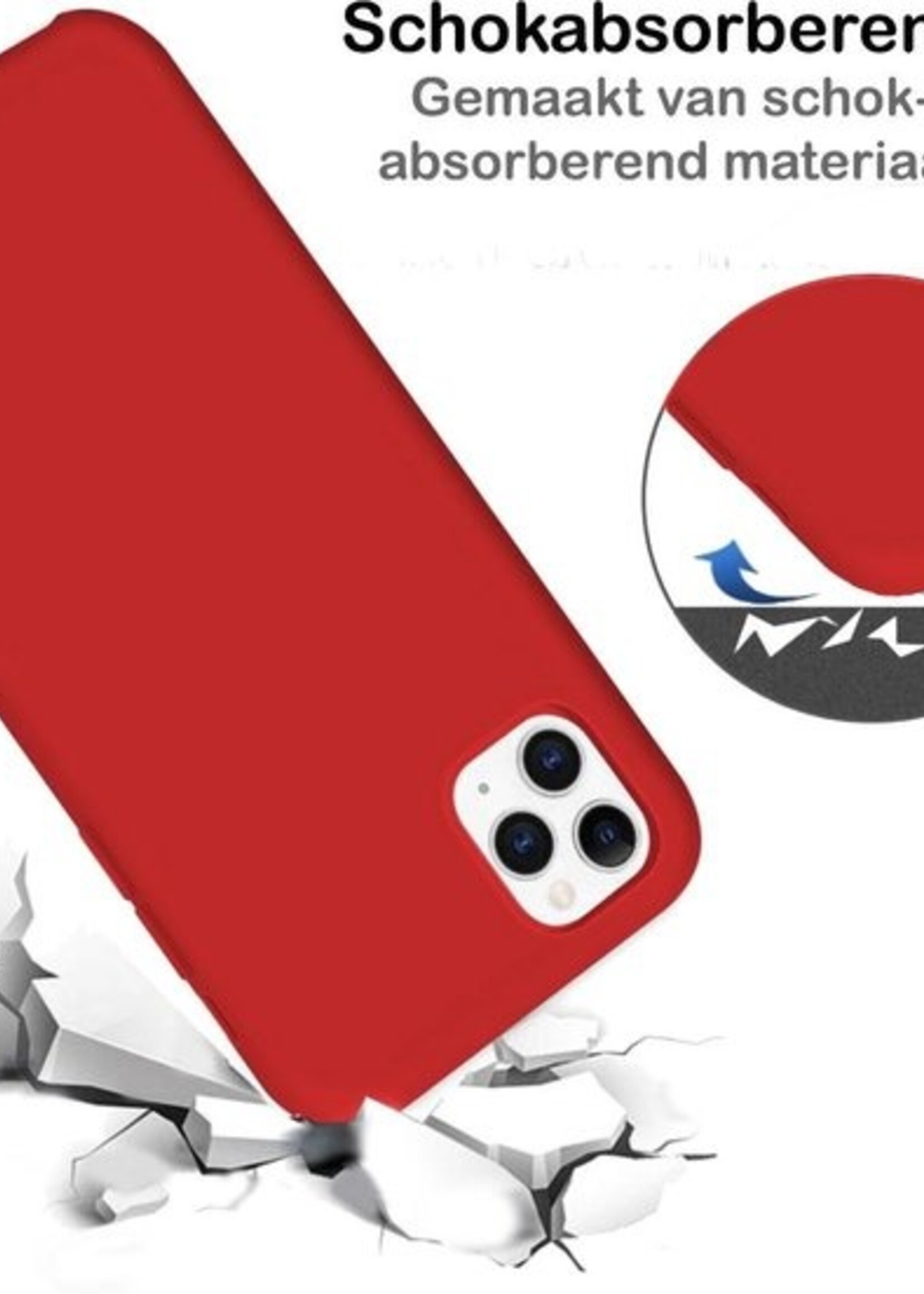 BTH Hoesje Geschikt voor iPhone 11 Pro Hoesje Siliconen Case Hoes - Hoes Geschikt voor iPhone 11 Pro Hoes Cover Case - Rood