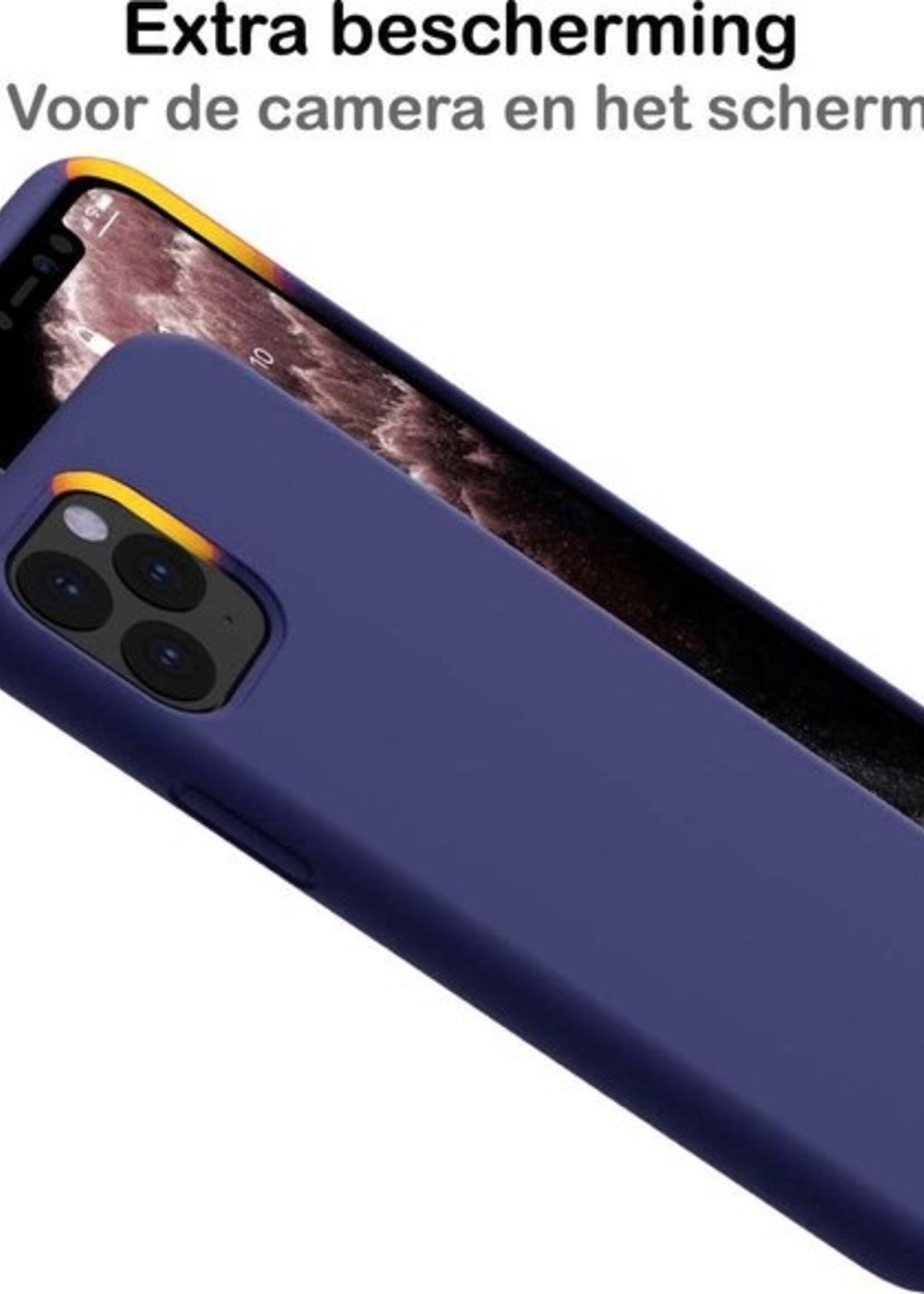 BTH Hoesje Geschikt voor iPhone 11 Pro Hoesje Siliconen Case Hoes - Hoes Geschikt voor iPhone 11 Pro Hoes Cover Case - Blauw