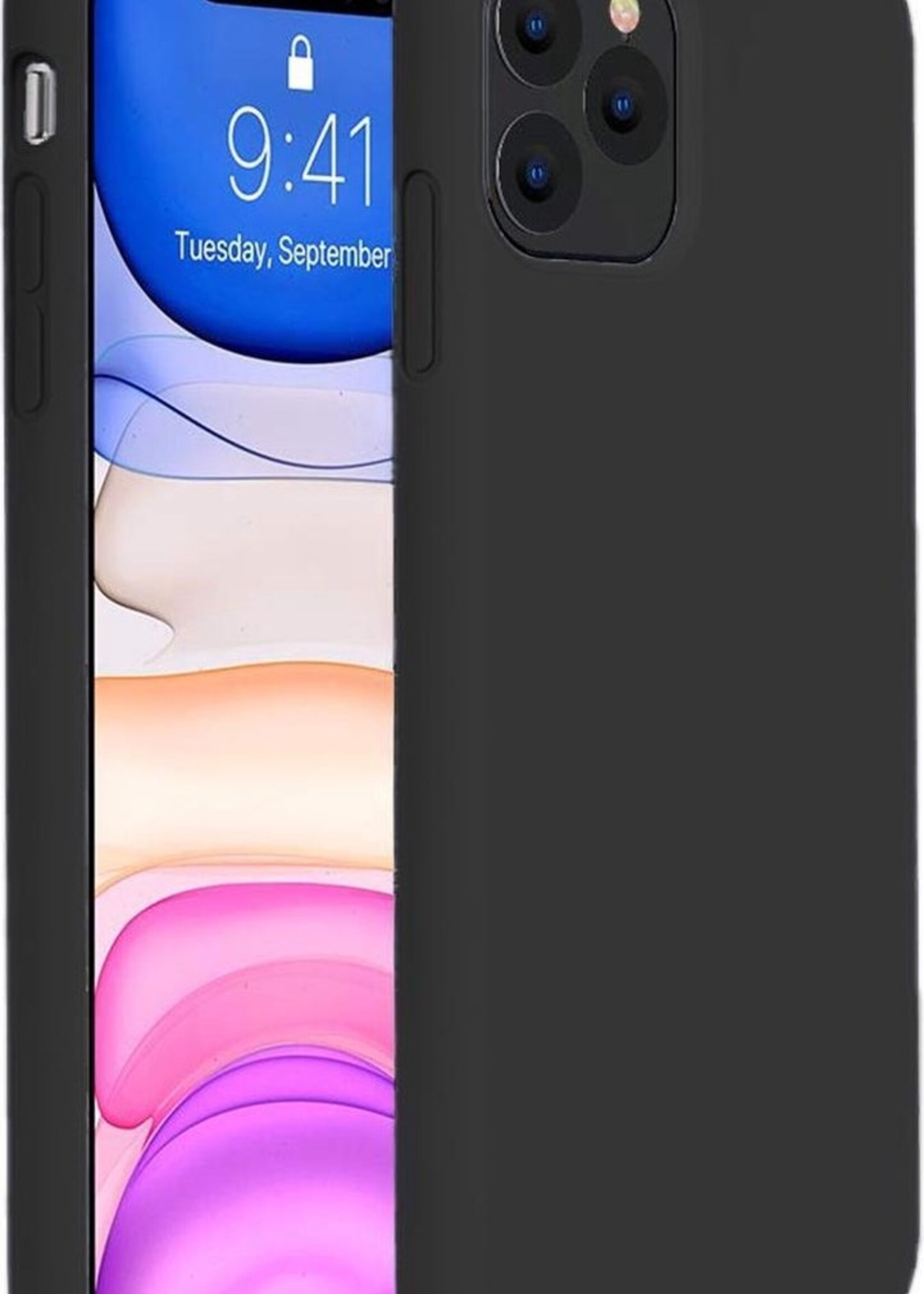 BTH Hoesje Geschikt voor iPhone 11 Pro Hoesje Siliconen Case Hoes - Hoes Geschikt voor iPhone 11 Pro Hoes Cover Case - Zwart