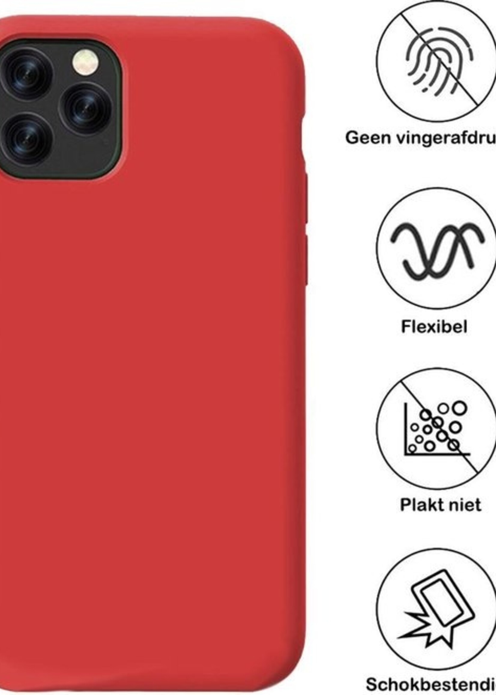 BTH Hoesje Geschikt voor iPhone 11 Pro Max Hoesje Siliconen Case Hoes - Hoes Geschikt voor iPhone 11 Pro Max Hoes Cover Case - Rood