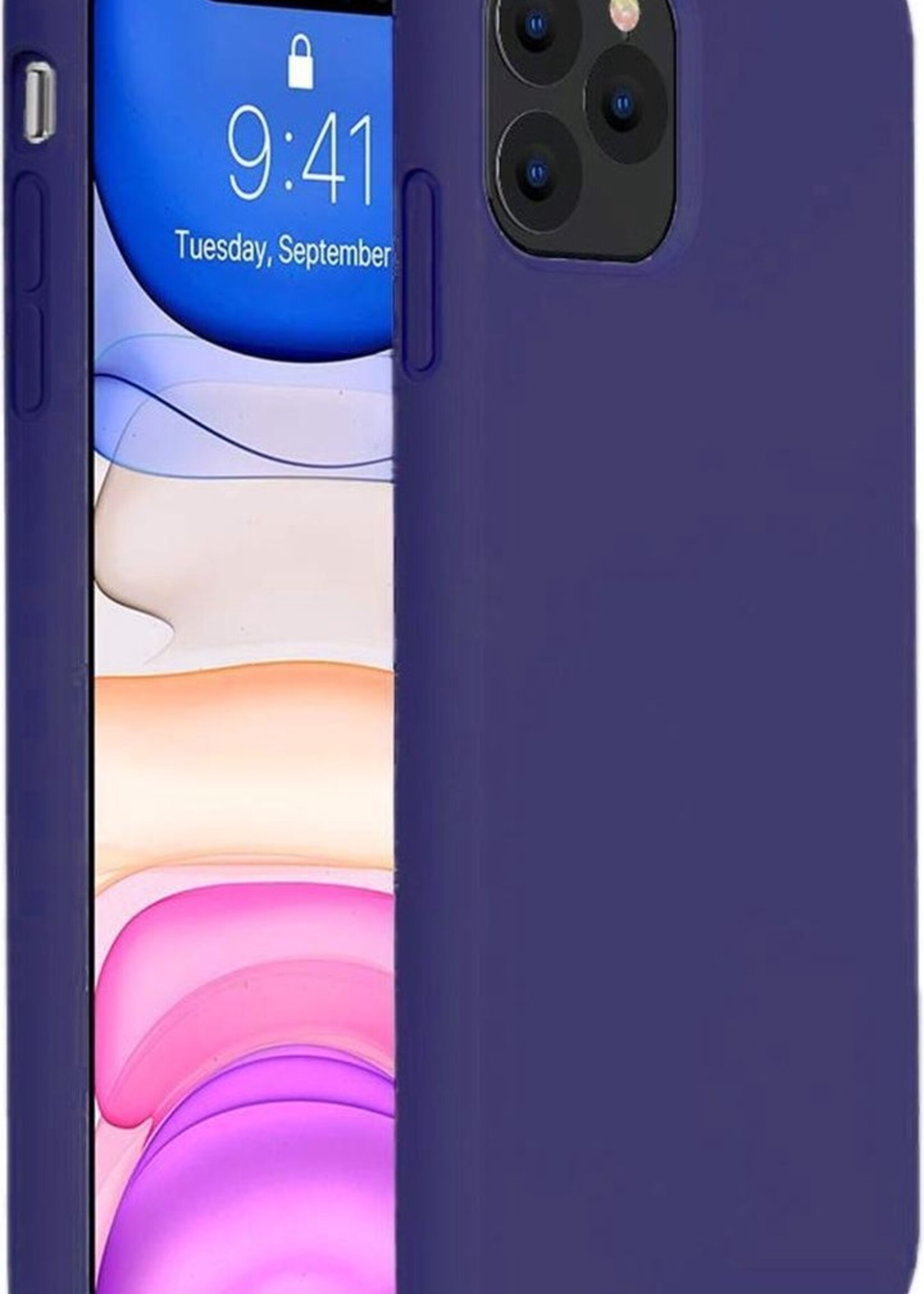 BTH Hoesje Geschikt voor iPhone 11 Pro Max Hoesje Siliconen Case Hoes - Hoes Geschikt voor iPhone 11 Pro Max Hoes Cover Case - Blauw