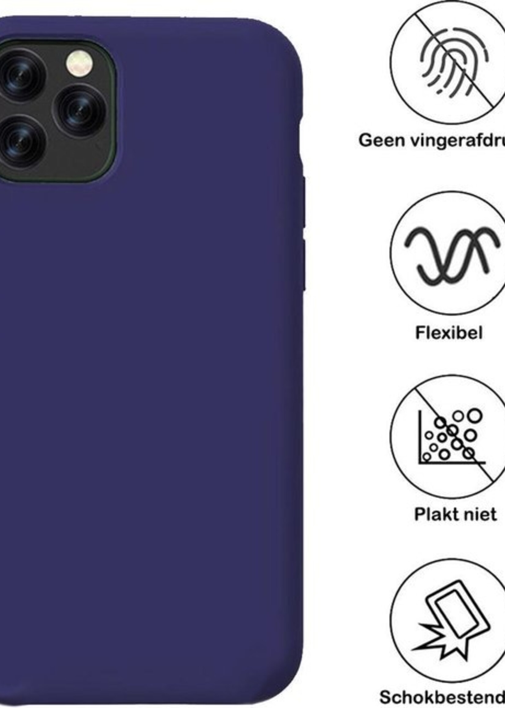 BTH Hoesje Geschikt voor iPhone 11 Pro Max Hoesje Siliconen Case Hoes - Hoes Geschikt voor iPhone 11 Pro Max Hoes Cover Case - Blauw
