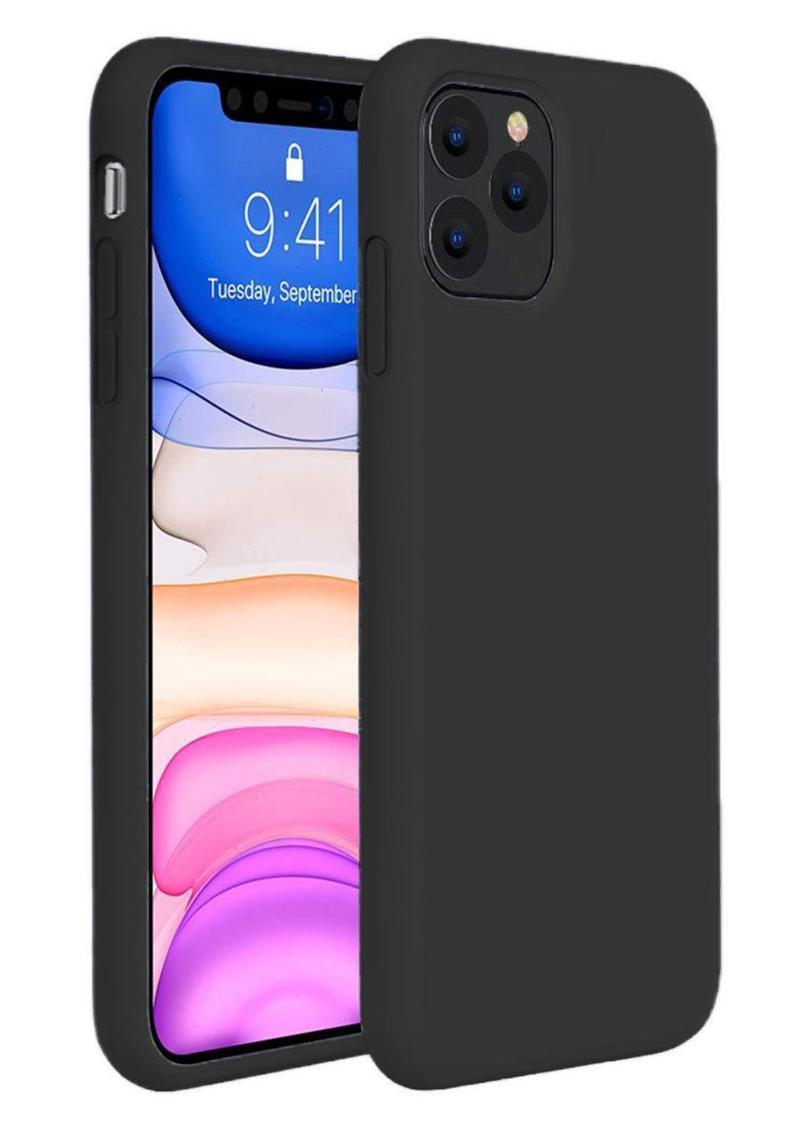 BTH Hoesje Geschikt voor iPhone 11 Pro Max Hoesje Siliconen Case Hoes - Hoes Geschikt voor iPhone 11 Pro Max Hoes Cover Case - Zwart