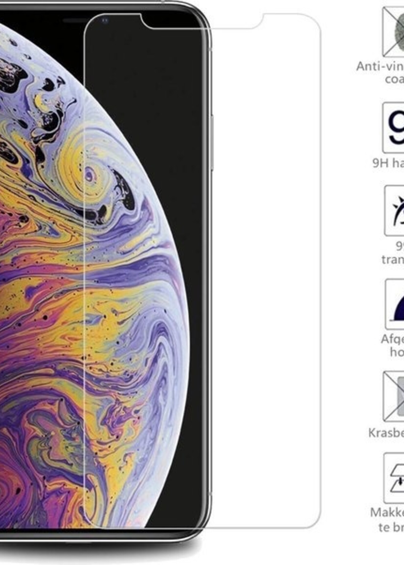 BTH Hoesje Geschikt voor iPhone 11 Pro Hoesje Siliconen Case Hoes Met Screenprotector - Hoes Geschikt voor iPhone 11 Pro Hoes Cover Case - Donkerblauw