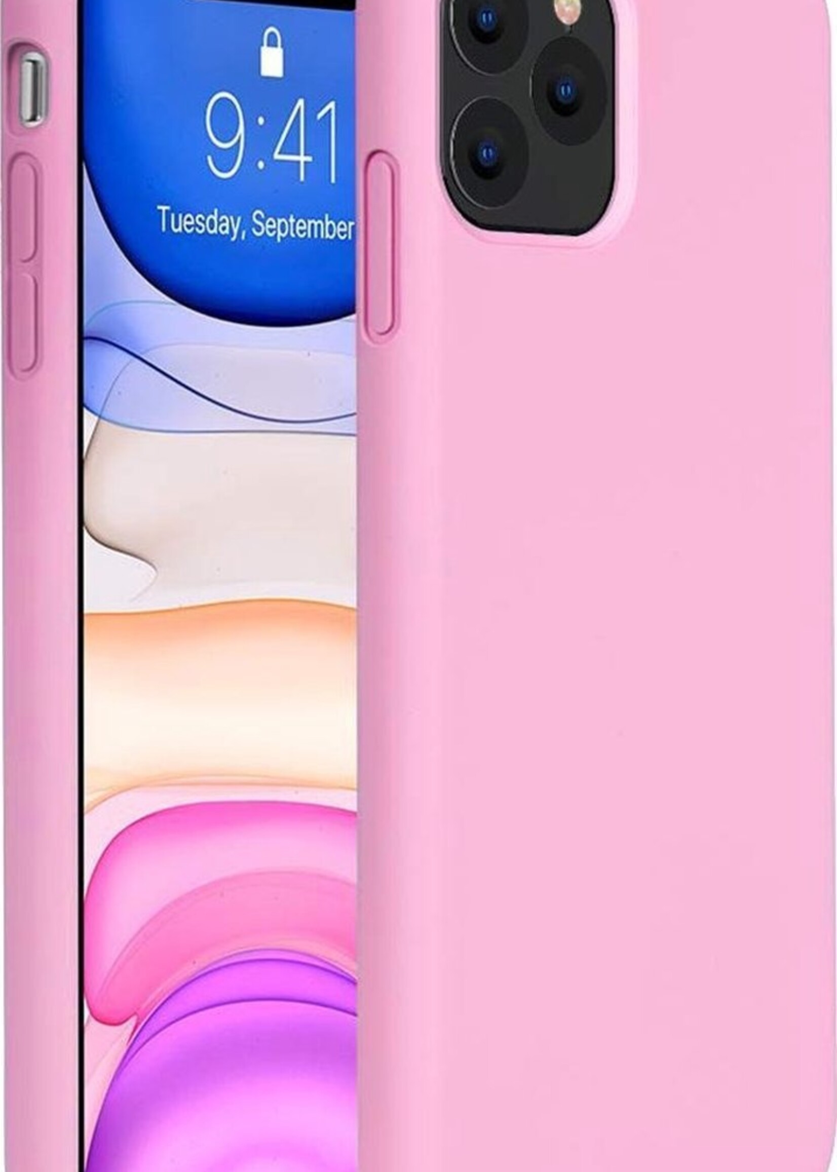 BTH Hoesje Geschikt voor iPhone 11 Pro Max Hoesje Siliconen Case Hoes - Hoes Geschikt voor iPhone 11 Pro Max Hoes Cover Case - Roze