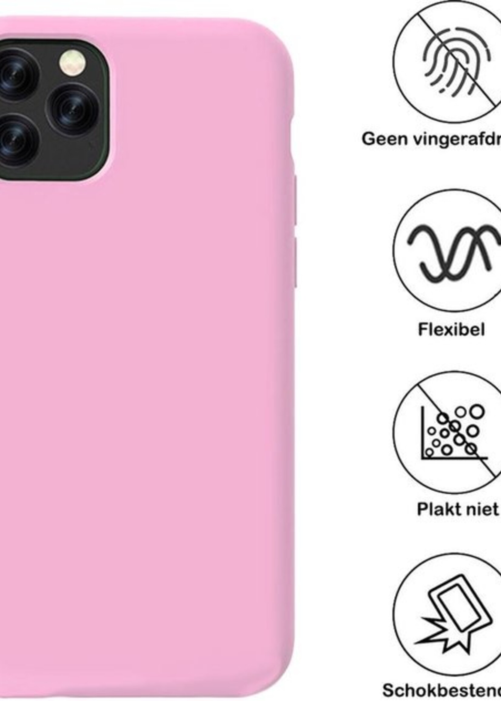 BTH Hoesje Geschikt voor iPhone 11 Pro Max Hoesje Siliconen Case Hoes - Hoes Geschikt voor iPhone 11 Pro Max Hoes Cover Case - Roze