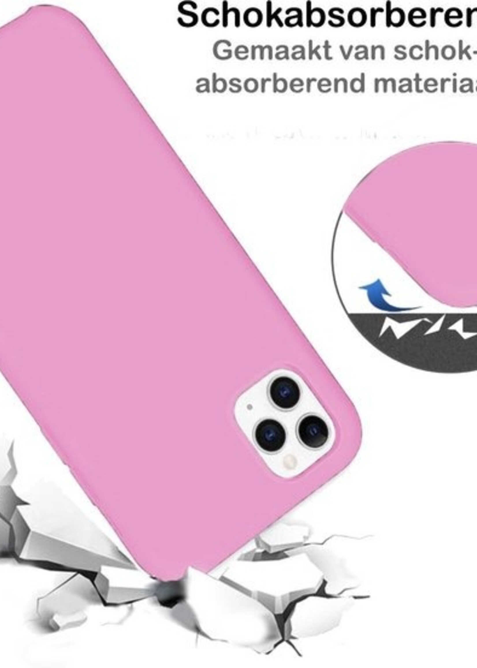 BTH Hoesje Geschikt voor iPhone 11 Pro Max Hoesje Siliconen Case Hoes - Hoes Geschikt voor iPhone 11 Pro Max Hoes Cover Case - Roze