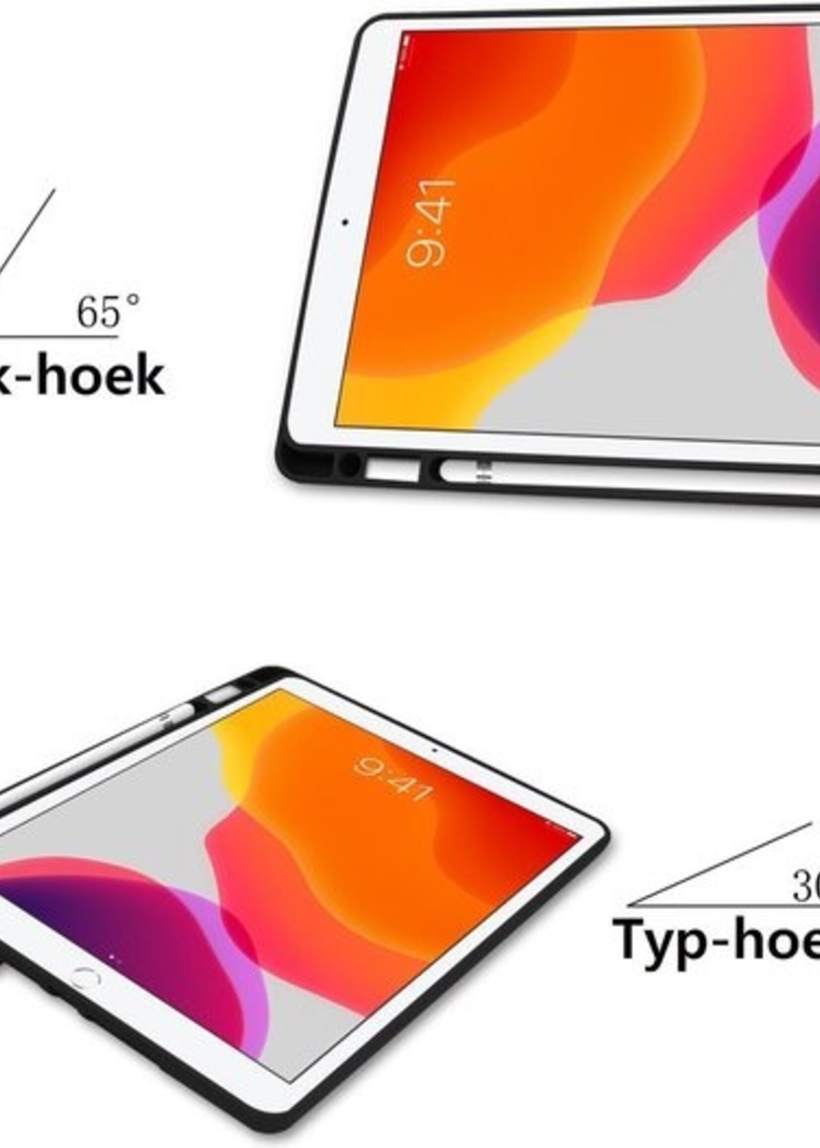 BTH Hoes Geschikt voor iPad 10.2 2019 Hoes Book Case Hoesje Trifold Cover Met Uitsparing Geschikt voor Apple Pencil - Hoesje Geschikt voor iPad 7 Hoesje Bookcase - Rosé goud