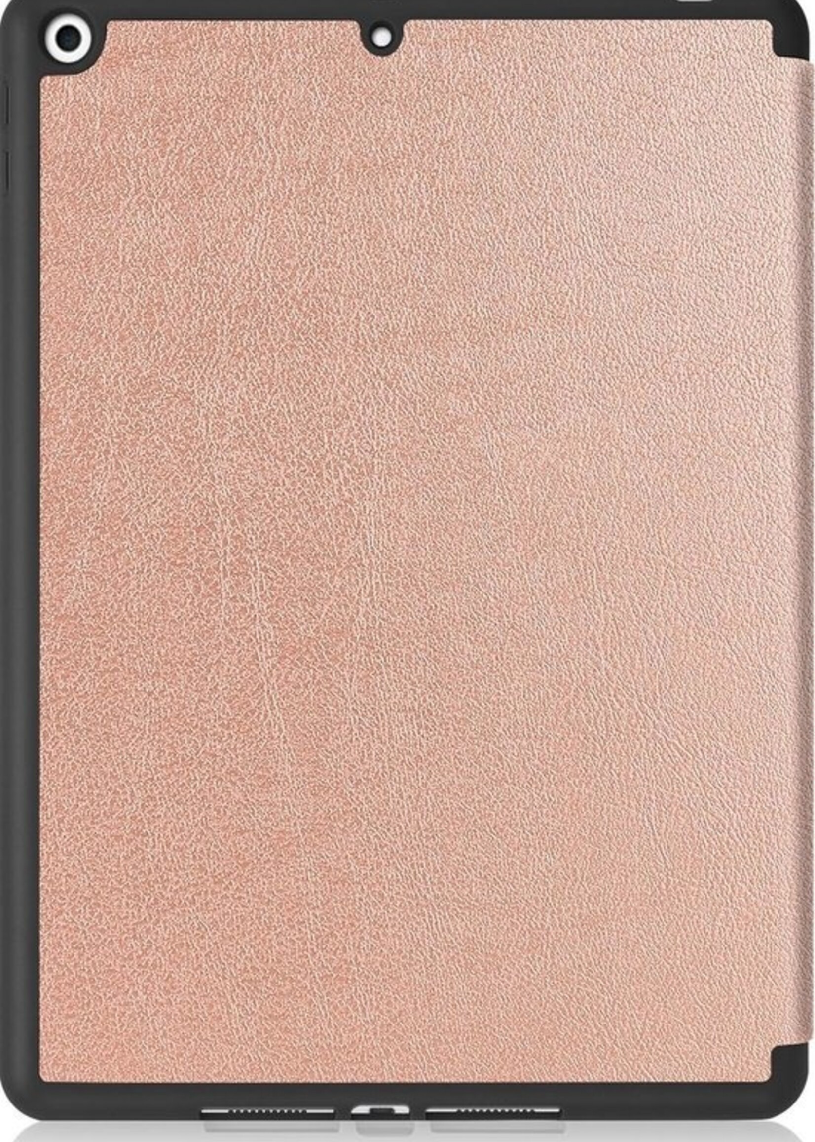 BTH Hoes Geschikt voor iPad 10.2 2019 Hoes Book Case Hoesje Trifold Cover Met Uitsparing Geschikt voor Apple Pencil - Hoesje Geschikt voor iPad 7 Hoesje Bookcase - Rosé goud