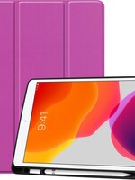 BTH BTH iPad 10.2 (2019) Hoesje Tablet Hoes Bookcase Cover Met Uitsparing voor Apple Pencil Stylus Pen - Paars