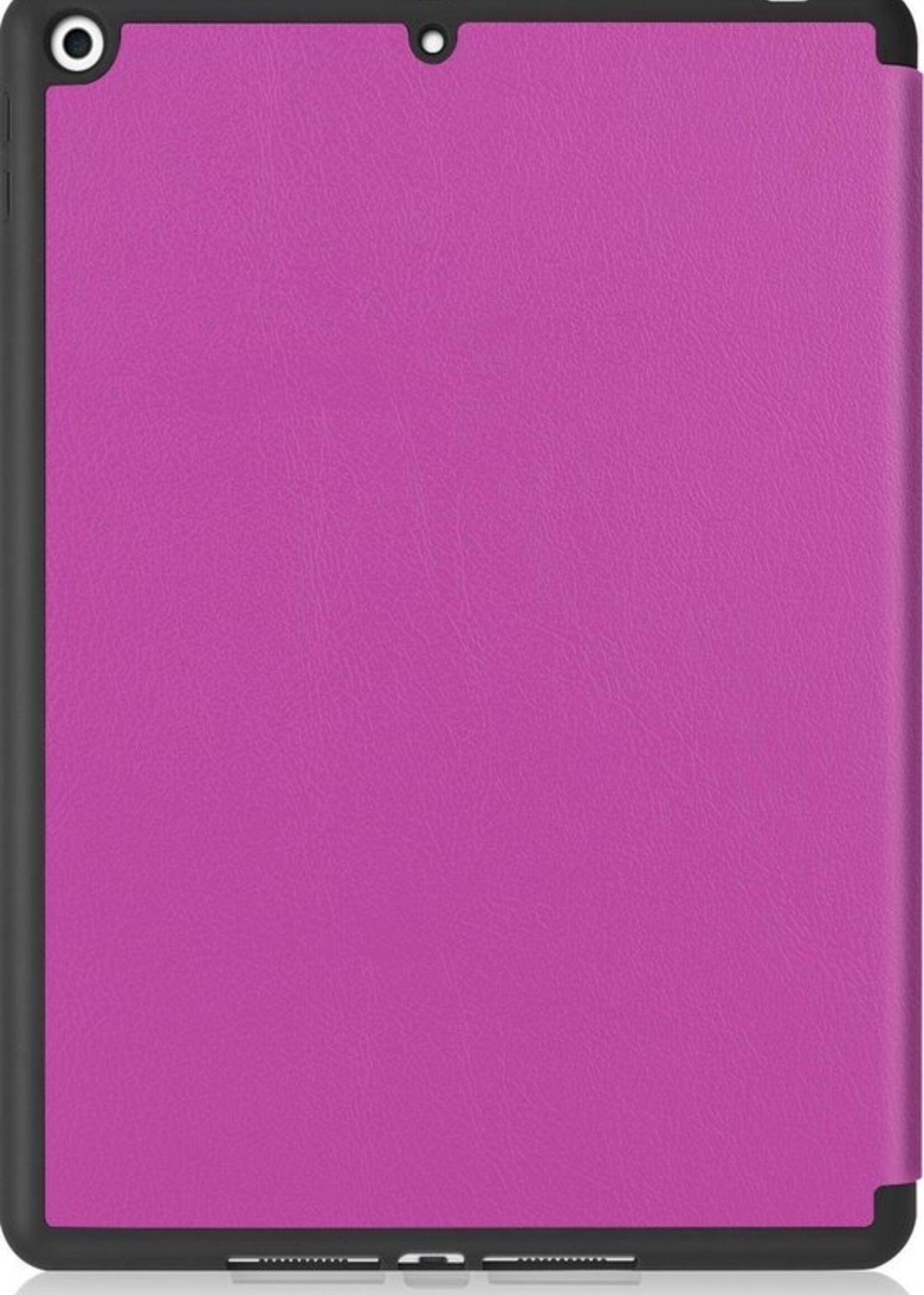 BTH Hoes Geschikt voor iPad 10.2 2019 Hoes Book Case Hoesje Trifold Cover Met Uitsparing Geschikt voor Apple Pencil - Hoesje Geschikt voor iPad 7 Hoesje Bookcase - Paars