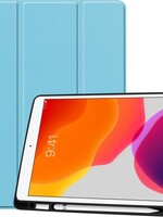 BTH BTH iPad 10.2 (2019) Hoesje Tablet Hoes Bookcase Cover Met Uitsparing voor Apple Pencil Stylus Pen - Licht Blauw