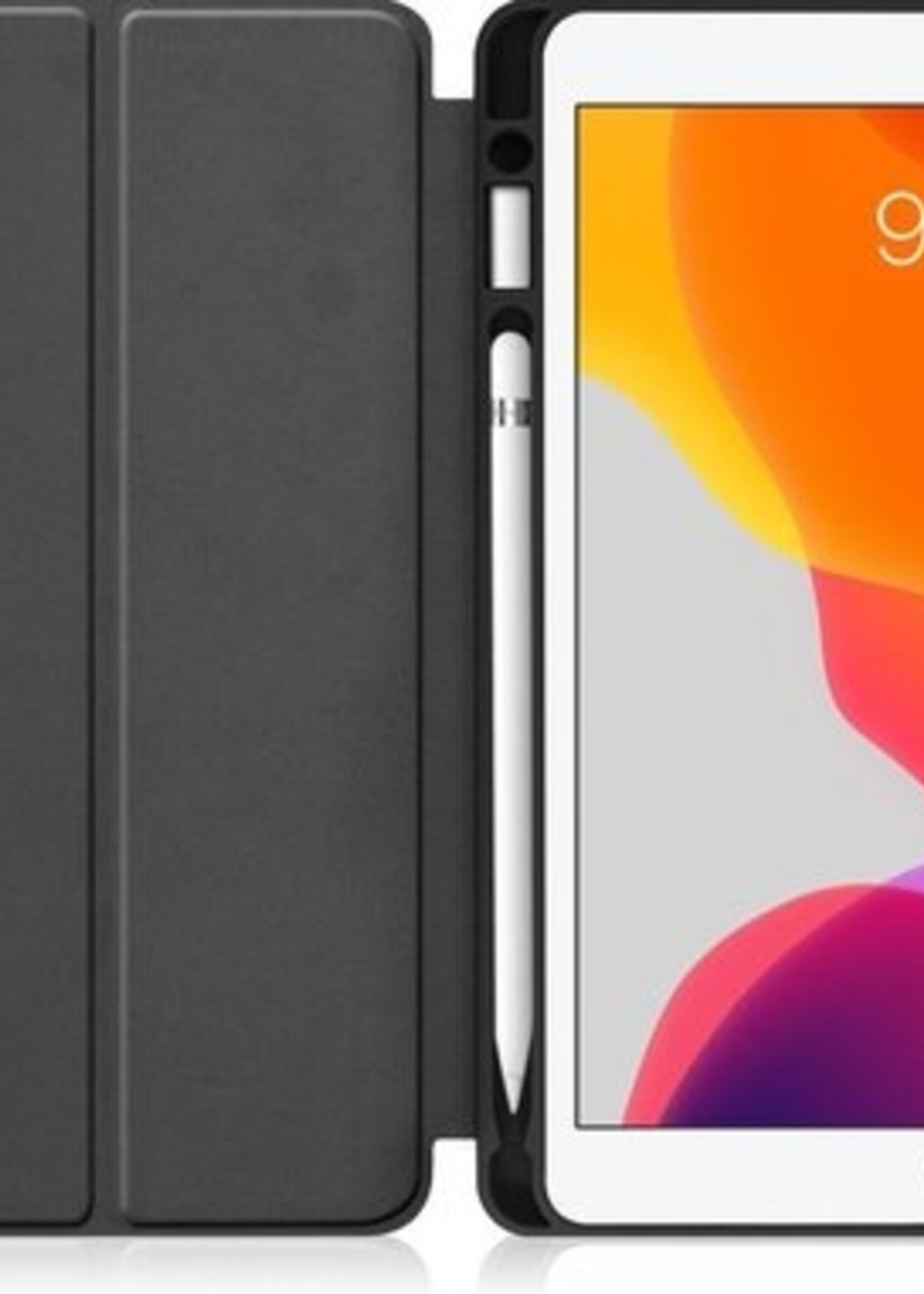 BTH Hoes Geschikt voor iPad 10.2 2019 Hoes Book Case Hoesje Trifold Cover Met Uitsparing Geschikt voor Apple Pencil - Hoesje Geschikt voor iPad 7 Hoesje Bookcase - Blauw