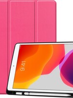 BTH BTH iPad 10.2 (2019) Hoesje Tablet Hoes Bookcase Cover Met Uitsparing voor Apple Pencil Stylus Pen - Donker Roze