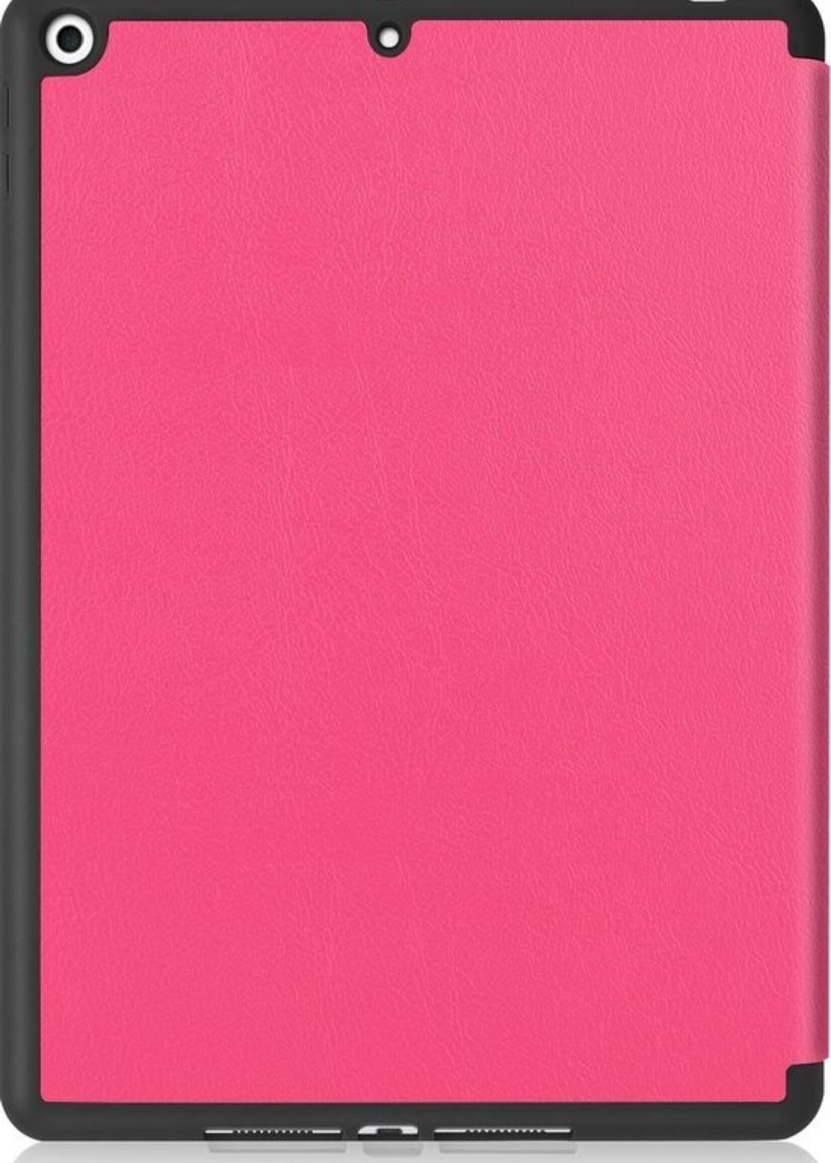 BTH Hoes Geschikt voor iPad 10.2 2019 Hoes Book Case Hoesje Trifold Cover Met Uitsparing Geschikt voor Apple Pencil - Hoesje Geschikt voor iPad 7 Hoesje Bookcase - Roze