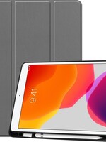 BTH BTH iPad 10.2 (2019) Hoesje Tablet Hoes Bookcase Cover Met Uitsparing voor Apple Pencil Stylus Pen - Grijs