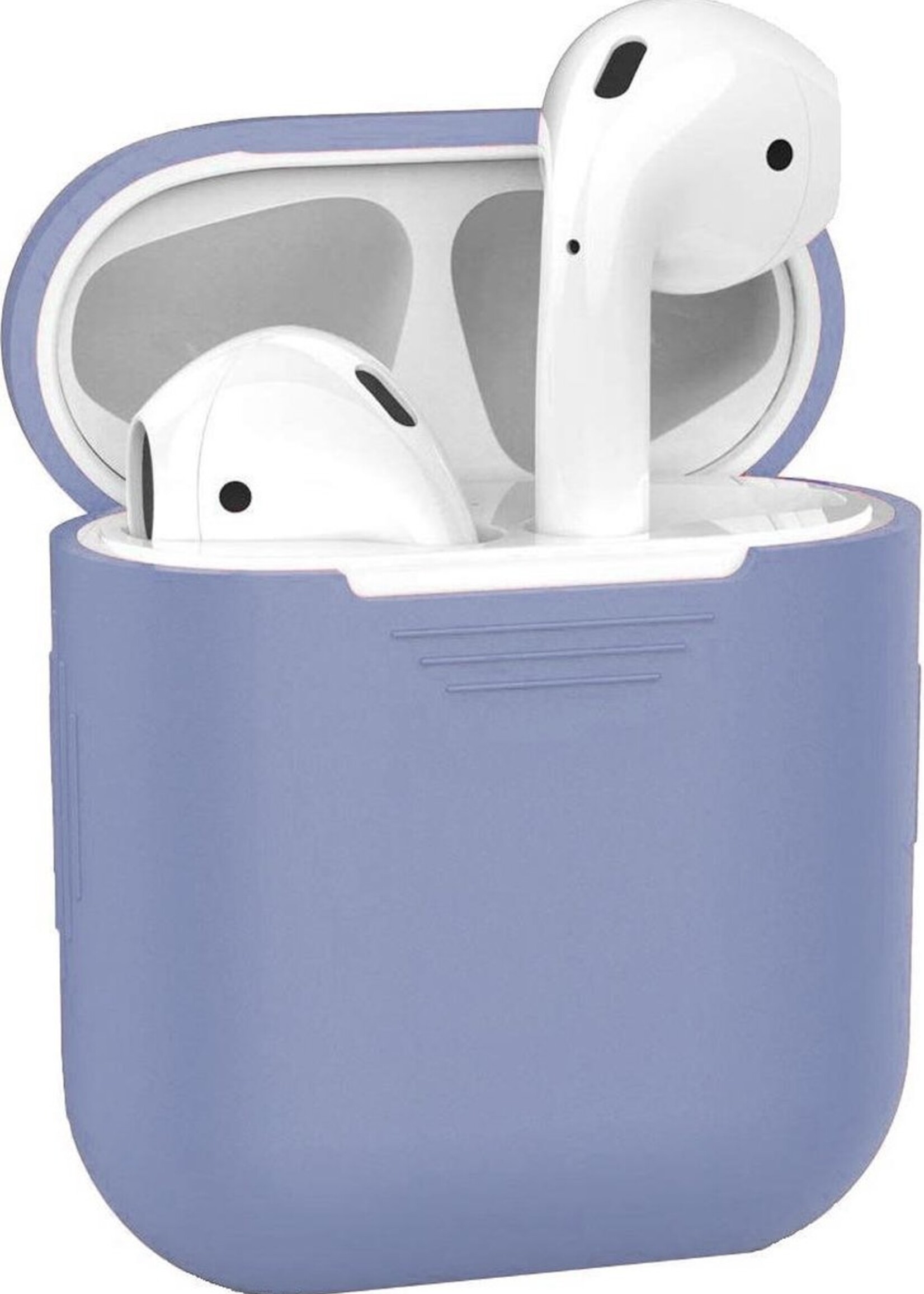 BTH Case Geschikt voor AirPods 2 Hoesje Hoes Siliconen Met Clip Cover - Hoesje Geschikt voor Apple Airpods 2 Siliconen Met Clip - Lila