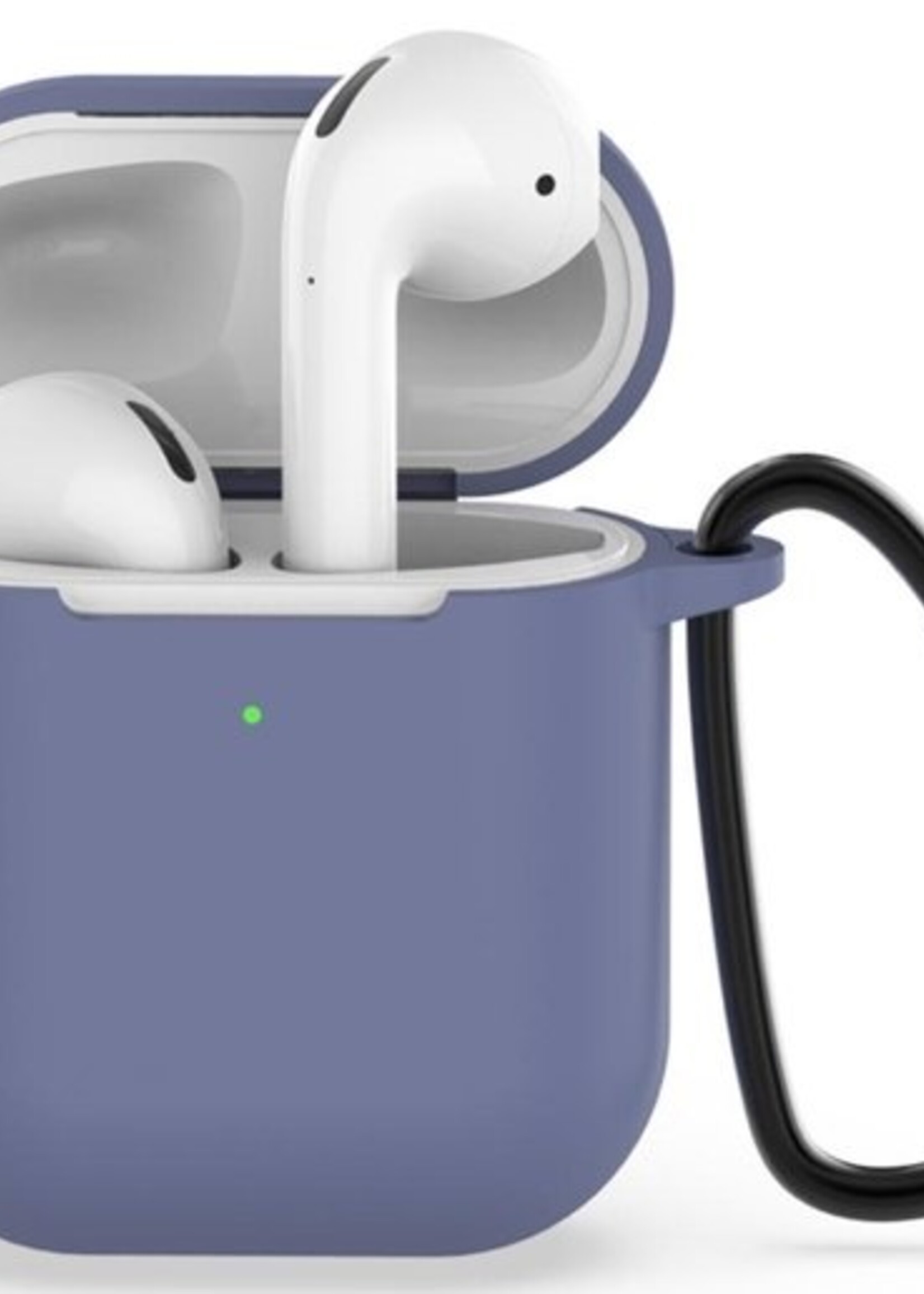 BTH Case Geschikt voor AirPods 2 Hoesje Hoes Siliconen Met Clip Cover - Hoesje Geschikt voor Apple Airpods 2 Siliconen Met Clip - Lila