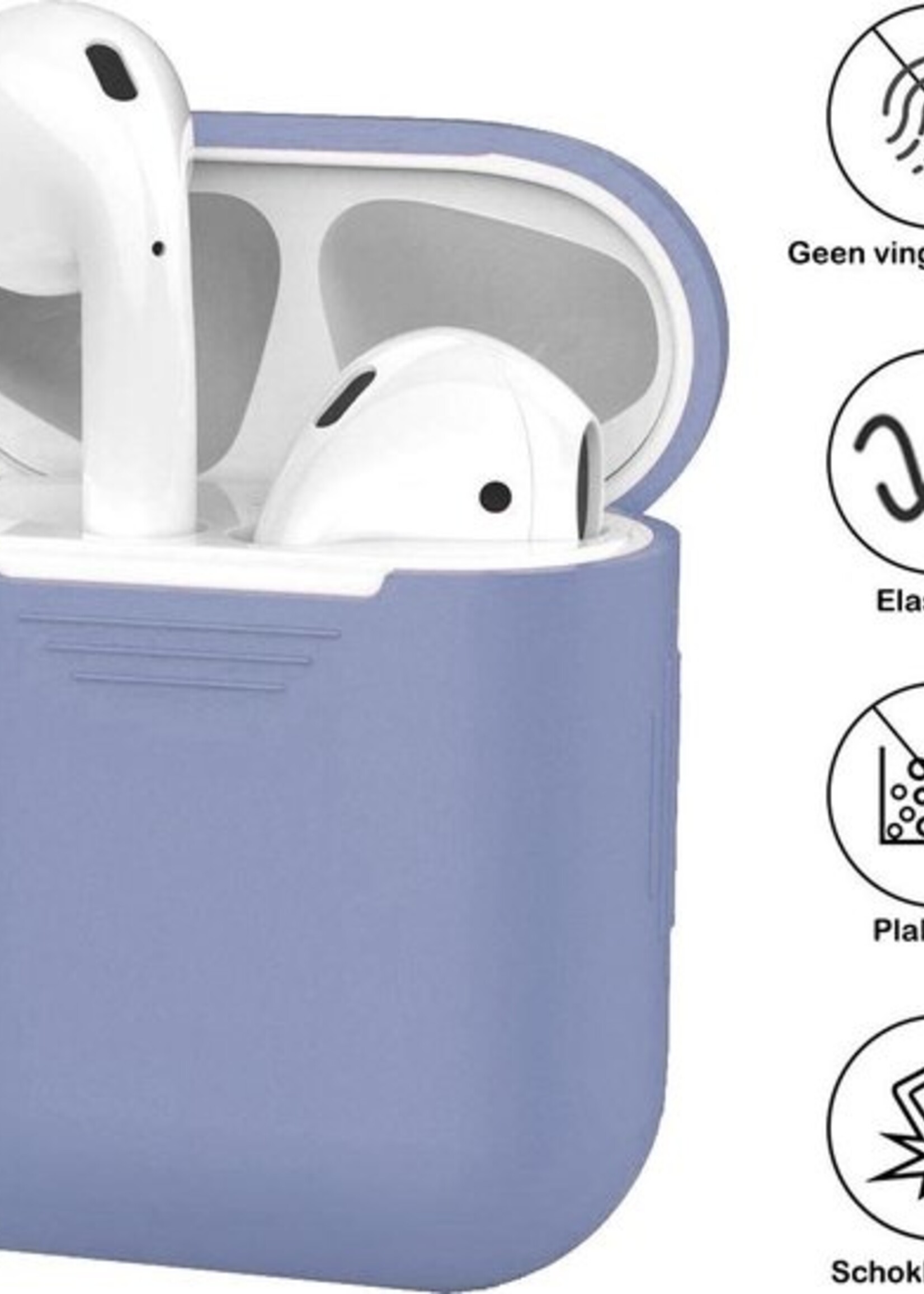 BTH Case Geschikt voor AirPods 2 Hoesje Hoes Siliconen Met Clip Cover - Hoesje Geschikt voor Apple Airpods 2 Siliconen Met Clip - Lila