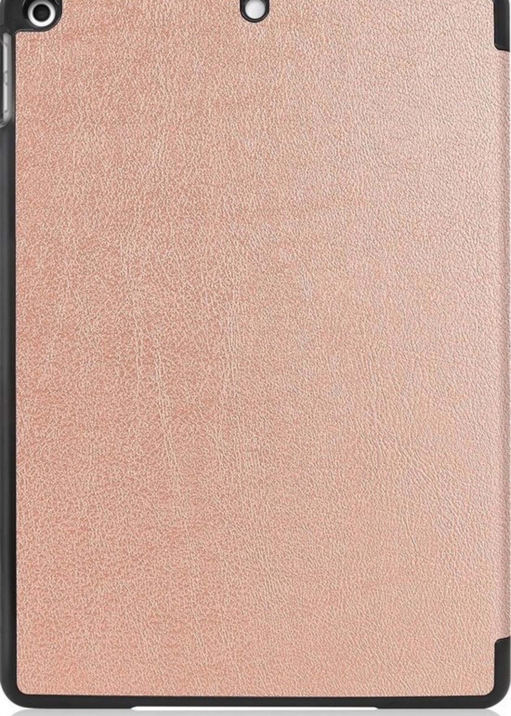 BTH Hoes Geschikt voor iPad 10.2 2019 Hoes Book Case Hoesje Trifold Cover - Hoesje Geschikt voor iPad 7 Hoesje Bookcase - Rosé goud