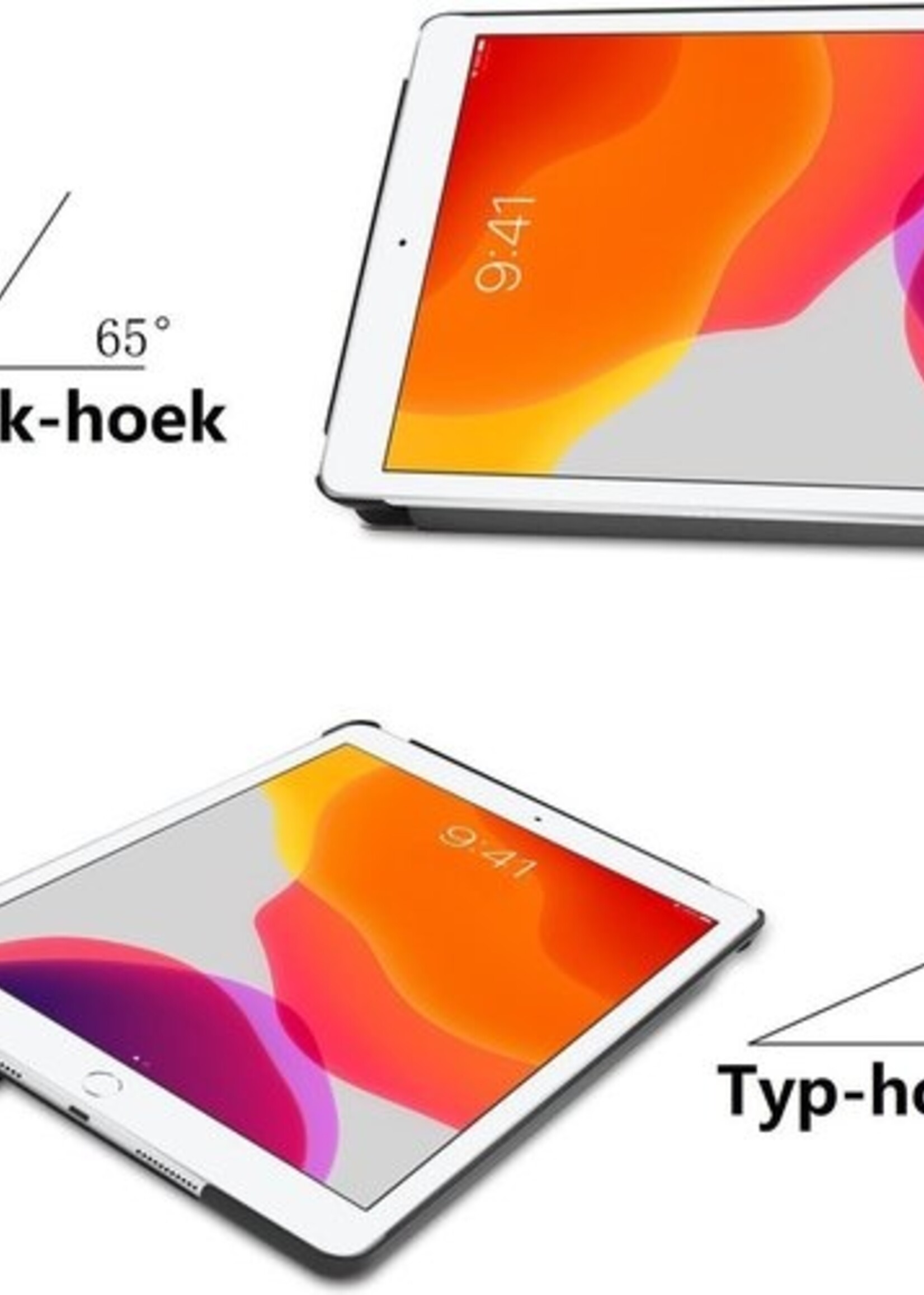 BTH Hoes Geschikt voor iPad 10.2 2019 Hoes Book Case Hoesje Trifold Cover - Hoesje Geschikt voor iPad 7 Hoesje Bookcase - Goud