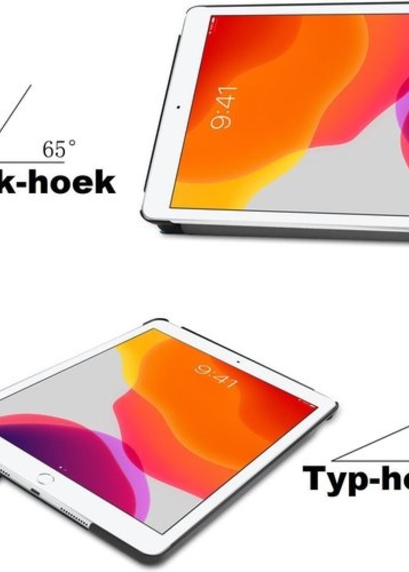 BTH Hoes Geschikt voor iPad 10.2 2019 Hoes Book Case Hoesje Trifold Cover - Hoesje Geschikt voor iPad 7 Hoesje Bookcase - Bloesem