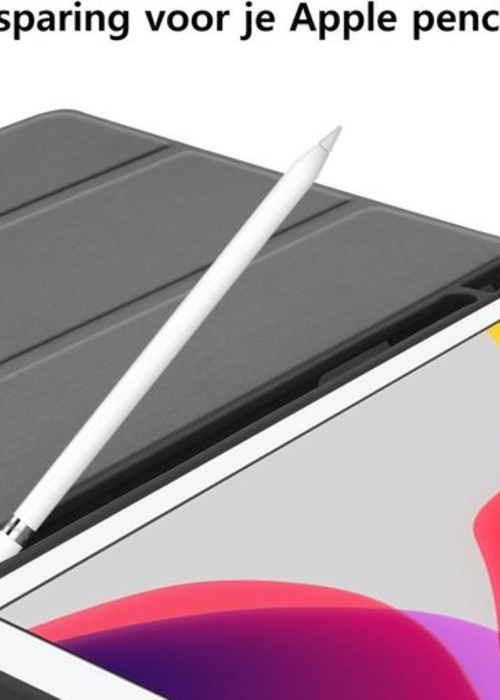 BTH Hoes Geschikt voor iPad 10.2 2019 Hoes Book Case Hoesje Trifold Cover Met Uitsparing Geschikt voor Apple Pencil - Hoesje Geschikt voor iPad 7 Hoesje Bookcase - Zwart